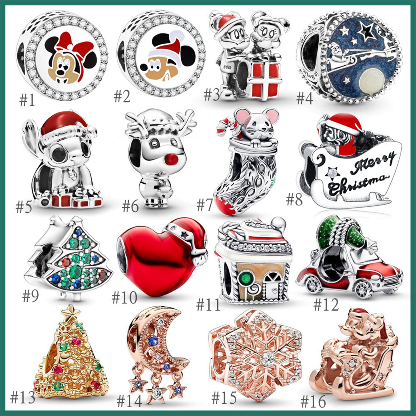 Christmas Collection Santa Claus Reindeer Tree Snow Charm