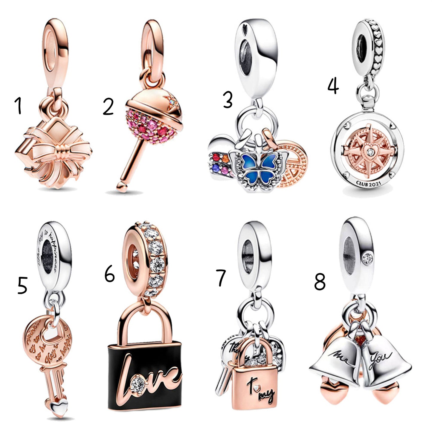 S925 Sterling Silver Rose Gold Lollipop Pendant Series Charm