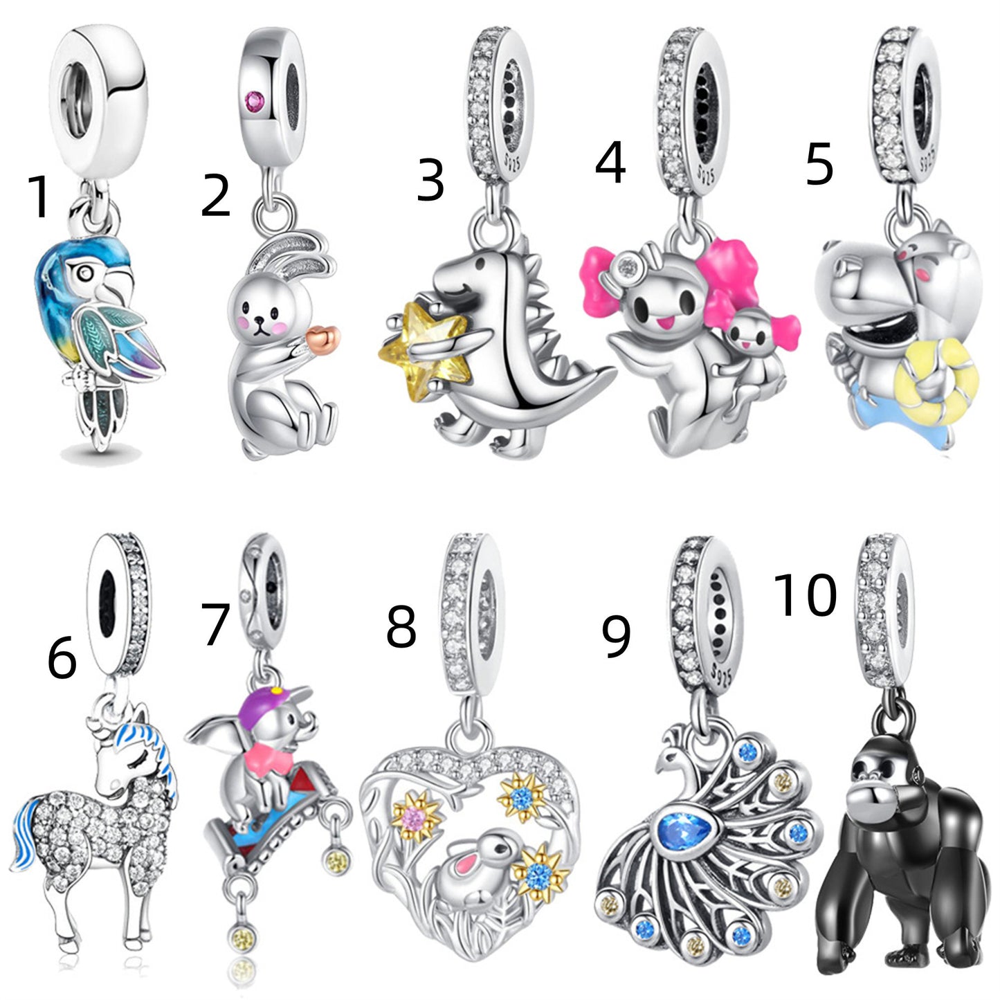 925 Sterling silver Cute Animal Koala Pendant Series Charm