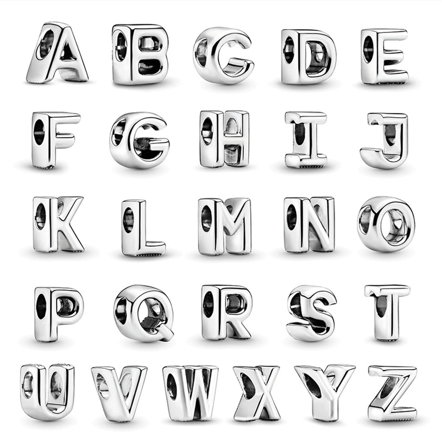 925 Silver Letters Bead 26 English Letters Charm