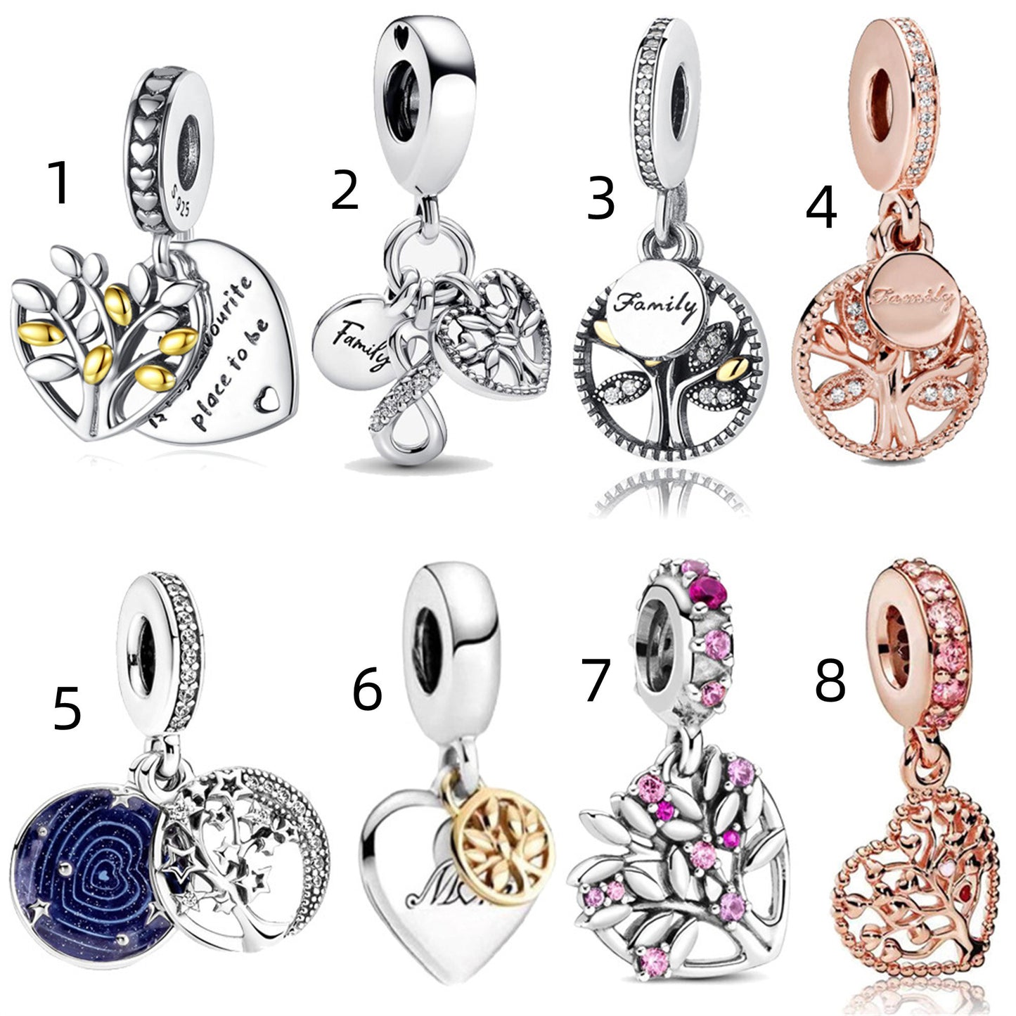 S925 Sterling Silver Family Pendant Series Charm