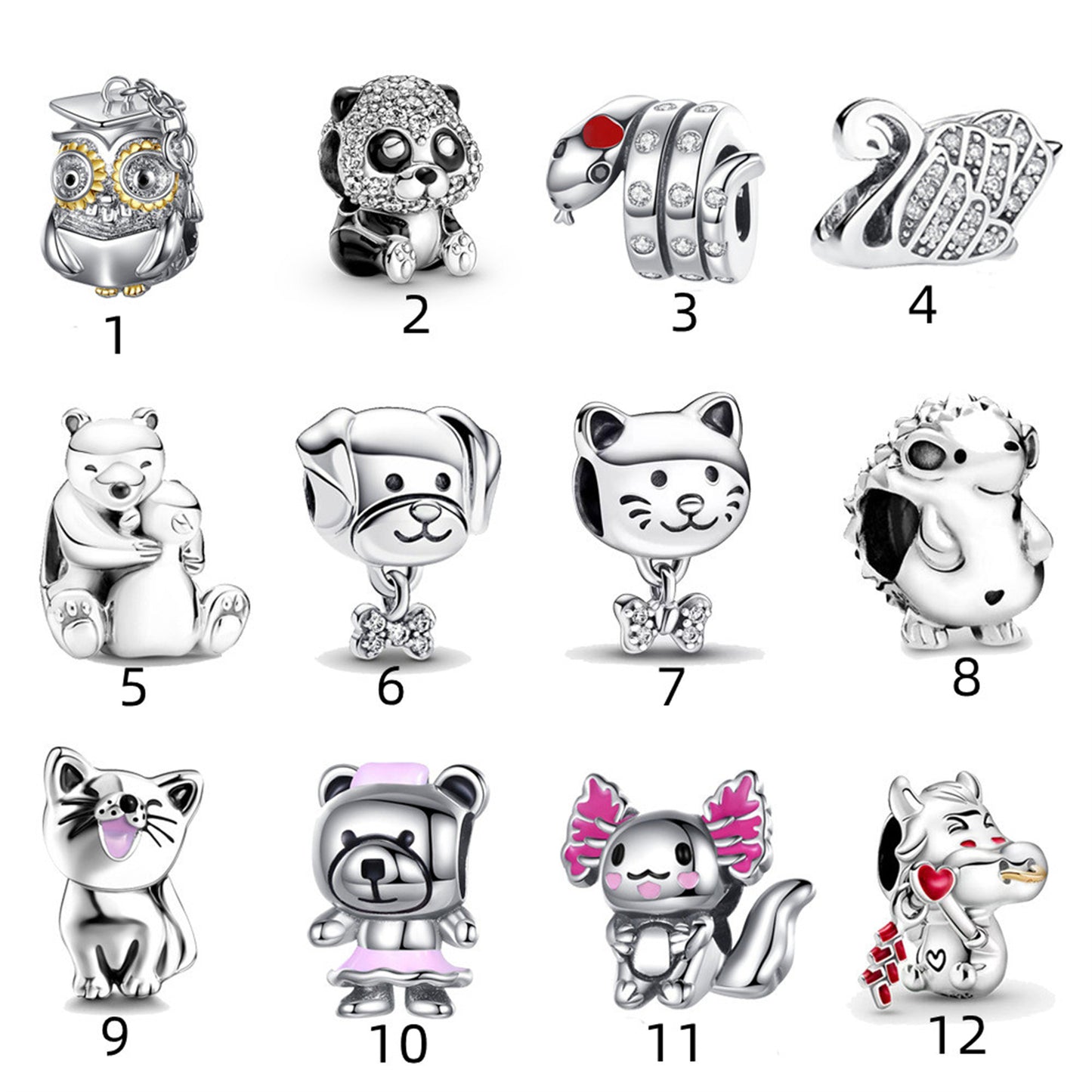 S925 Sterling Silver Animal Swan Beading Series Charm