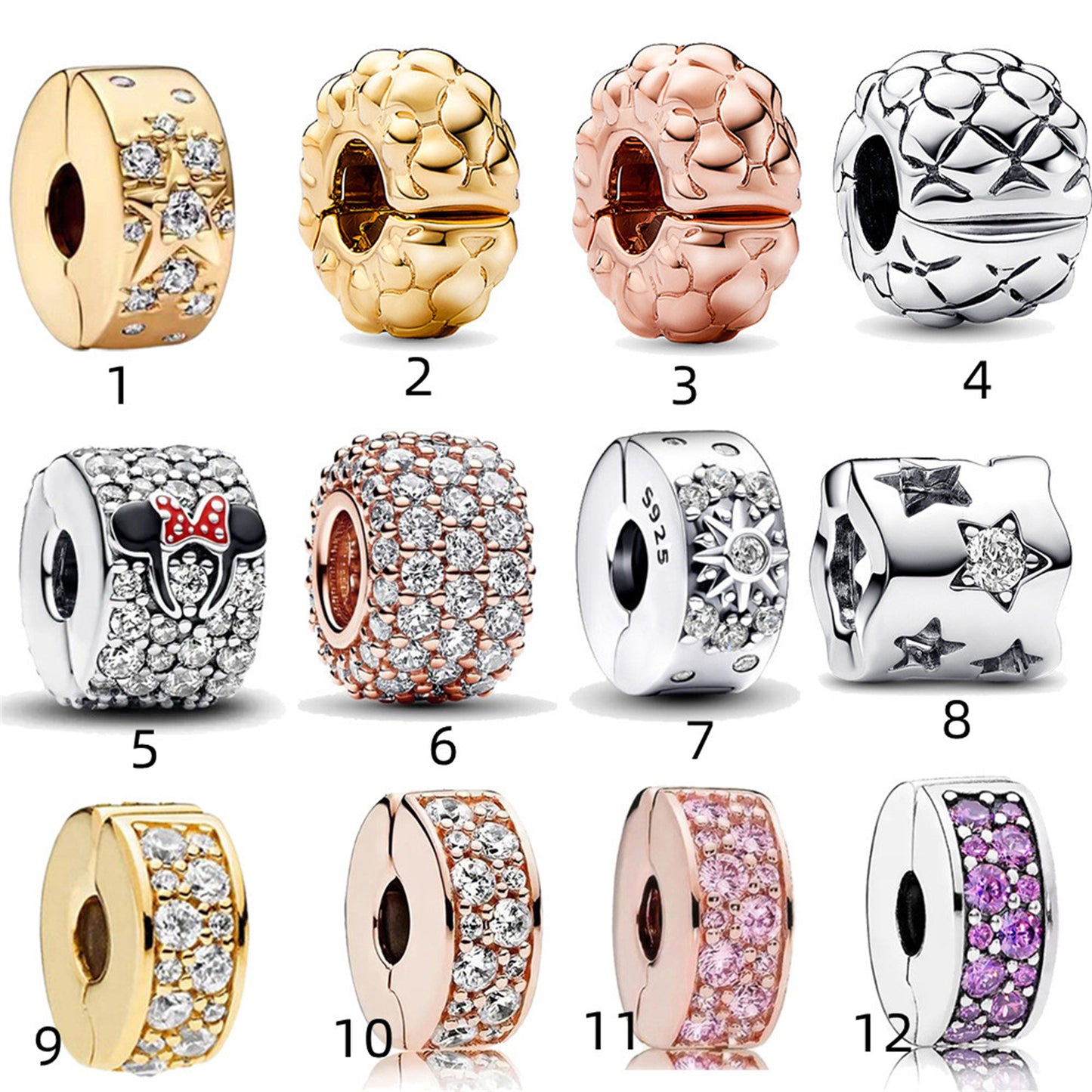 S925 Sterling Silver Zircon Beading Series Charm
