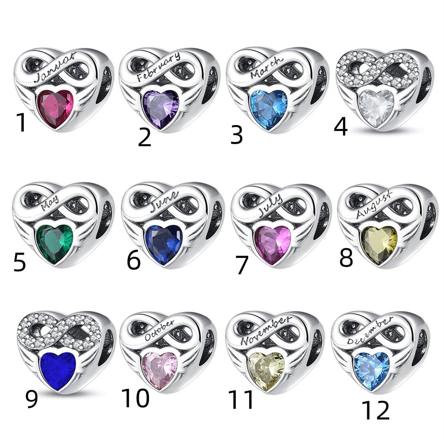 S925 Sterling Silver Love Lucky Stone Beaded Series Charm