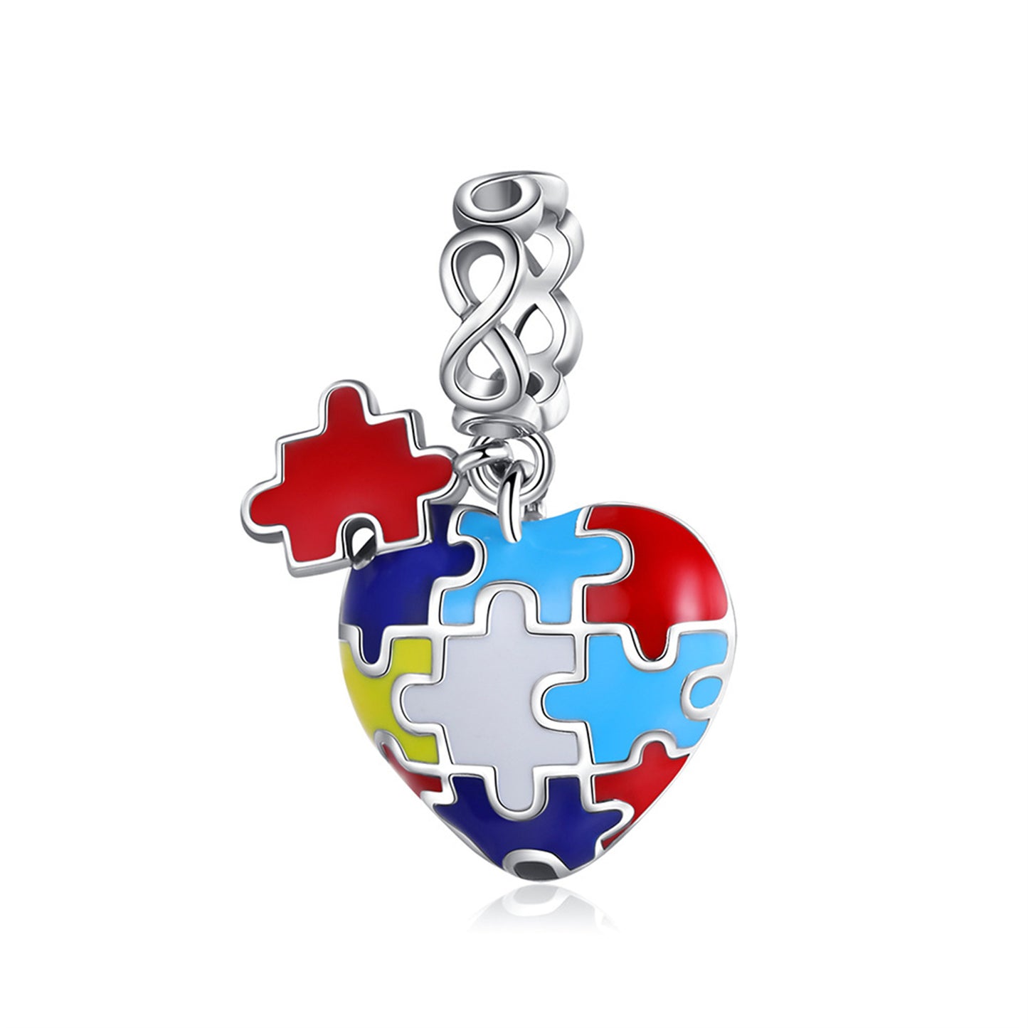S925 Sterling Silver Color Love Engraved Pendant Series Charm