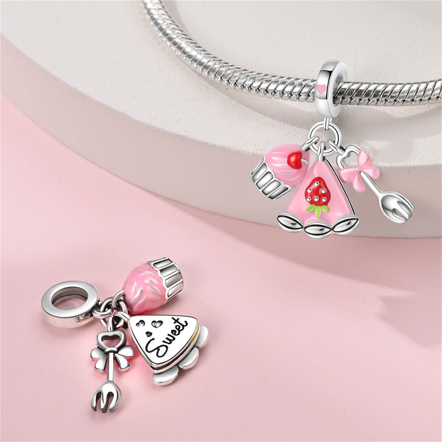 925 Sterling Silver Coffee Candy Pendant Series Charm
