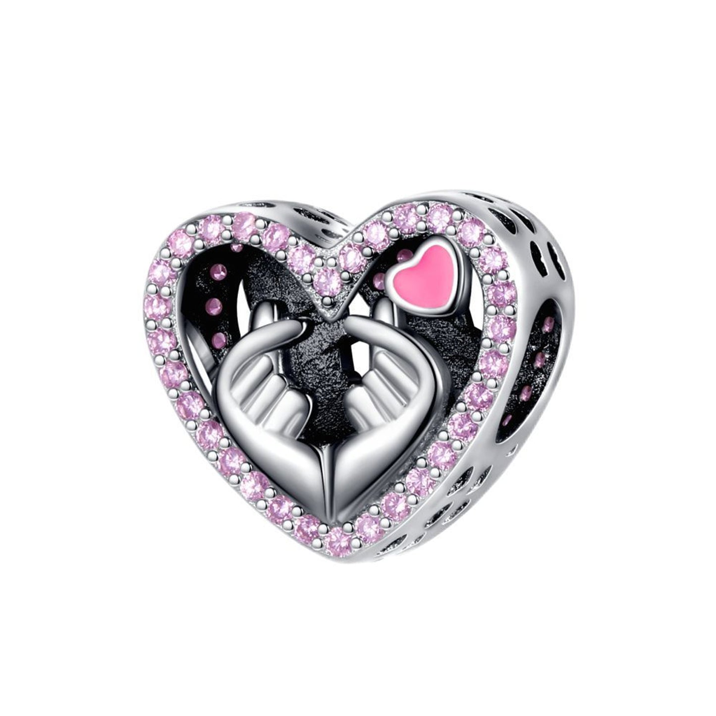 S925 Sterling Silver Exquisite Heart Beaded Series Charm