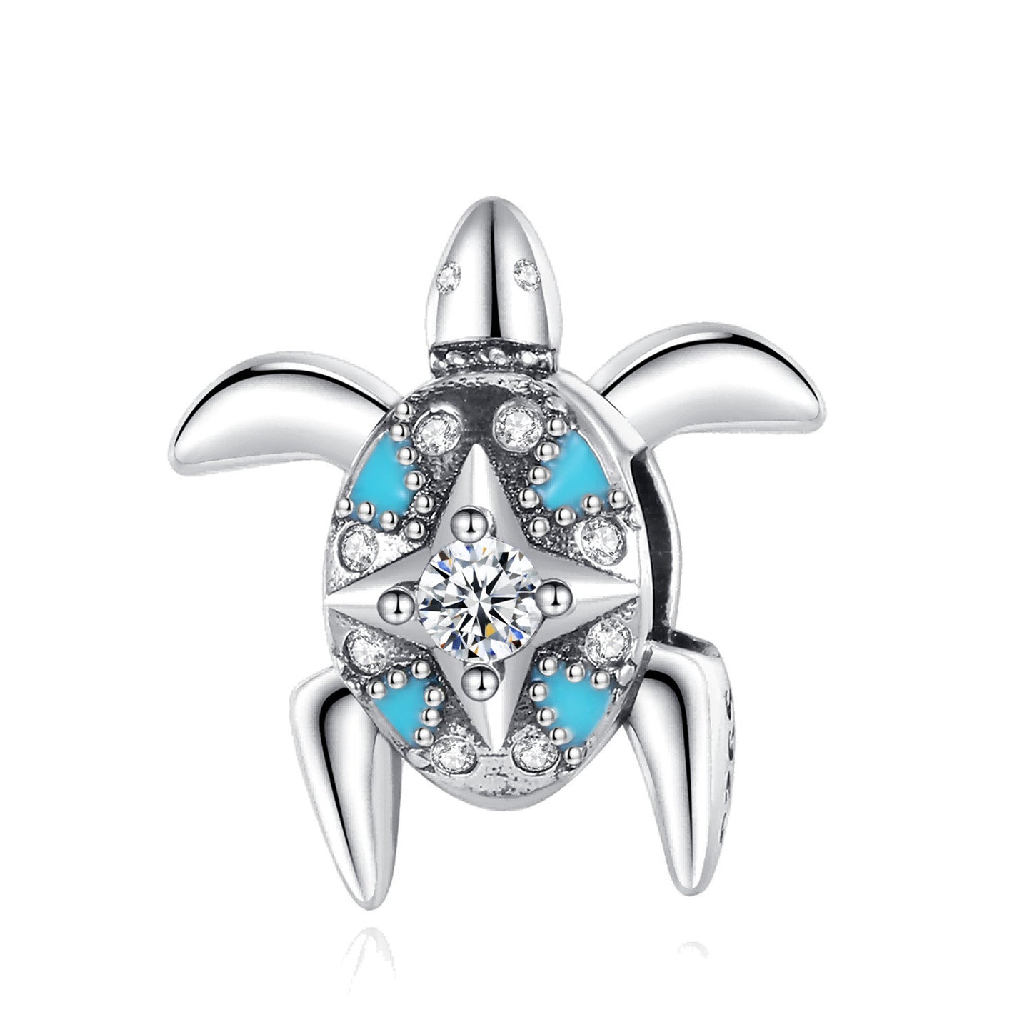 S925 Sterling Silver Turtle Dolphin Blue Beading Series Charm