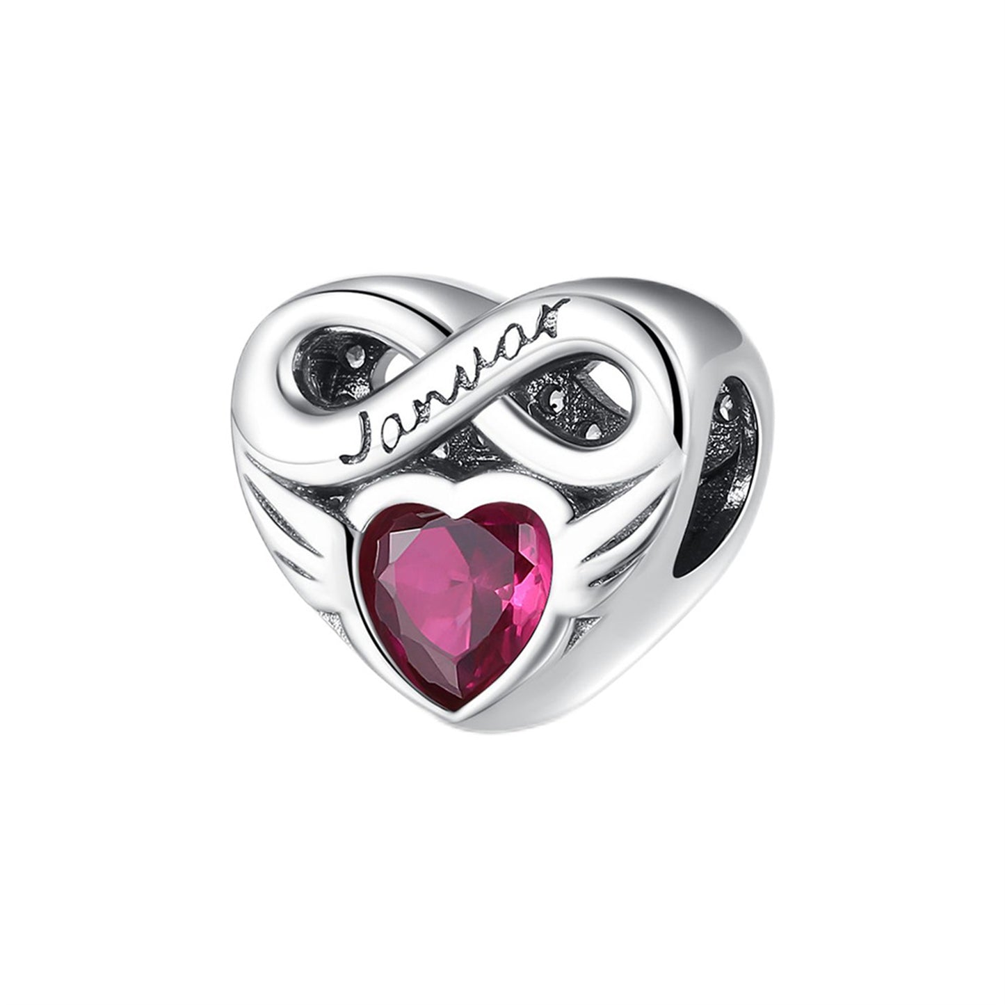 S925 Sterling Silver Love Lucky Stone Beaded Series Charm