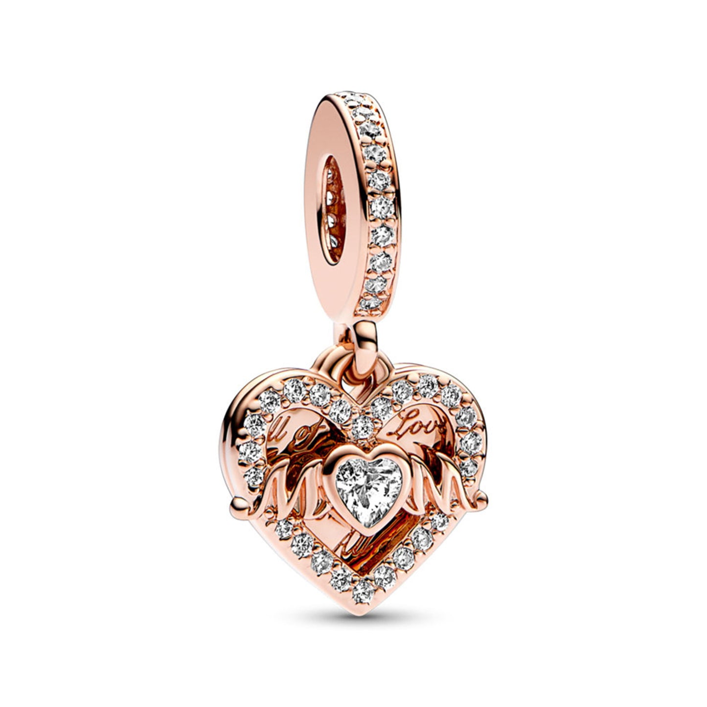 S925 Sterling Silver Rose Gold Love Pendant Series Charm