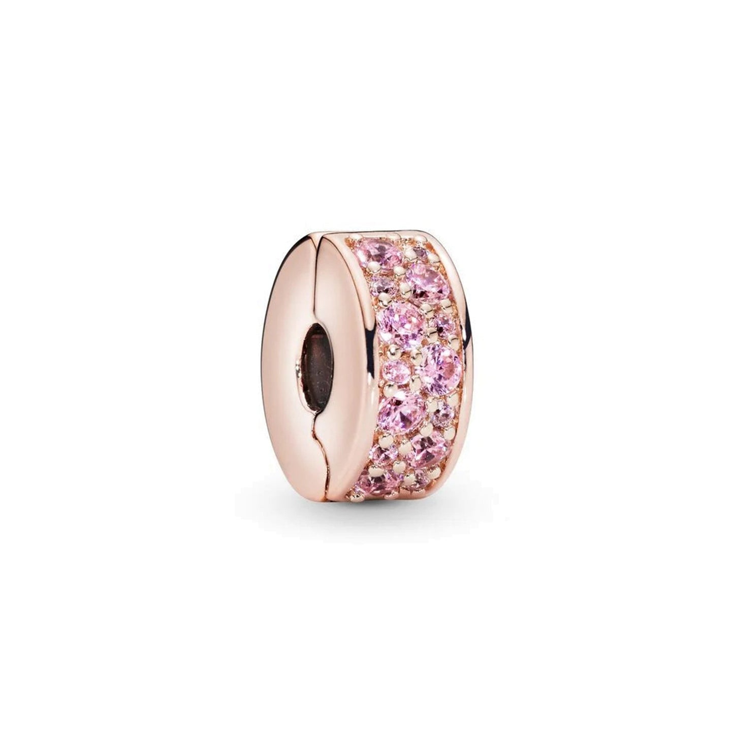 925 Sterling silver Rose Gold Zircon Fixed Clip Beaded Series Charm