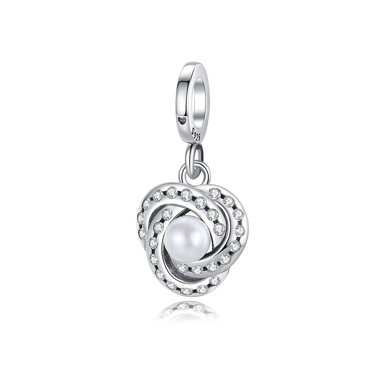 S925 Sterling Silver Pearl Rose Beading Series Charm