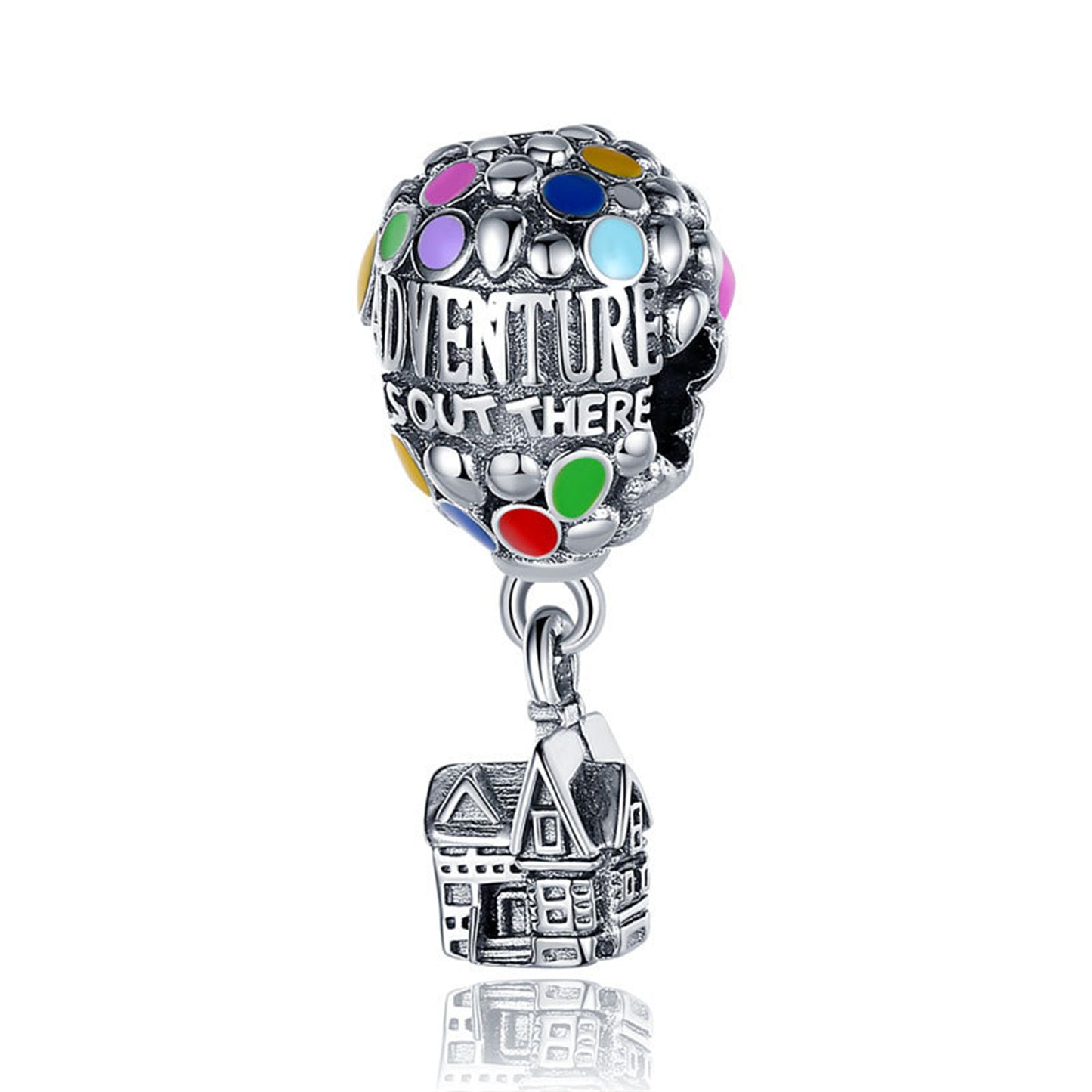 S925 Sterling Silver Hot air Balloon House Beaded Series Charm