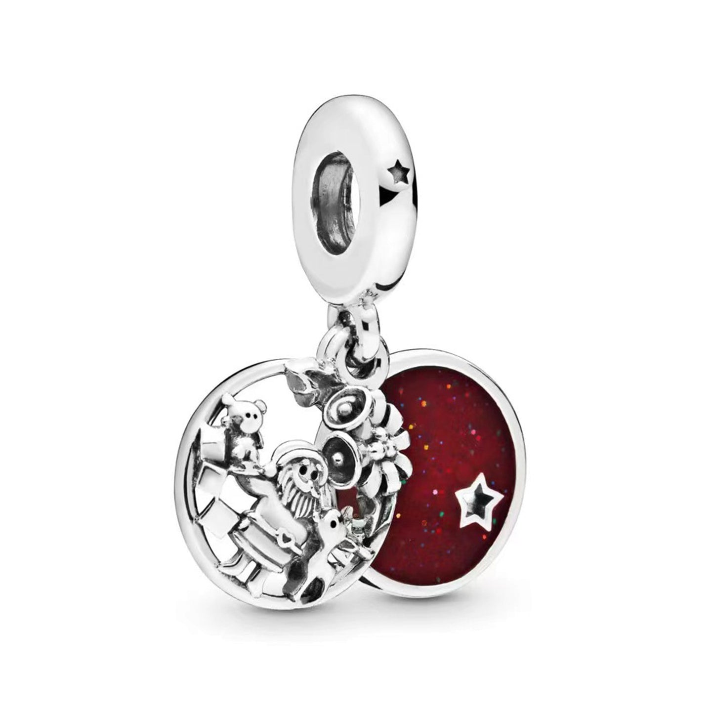 925 Sterling silver Santa Claus sweater Carousel Pendant Series Charm