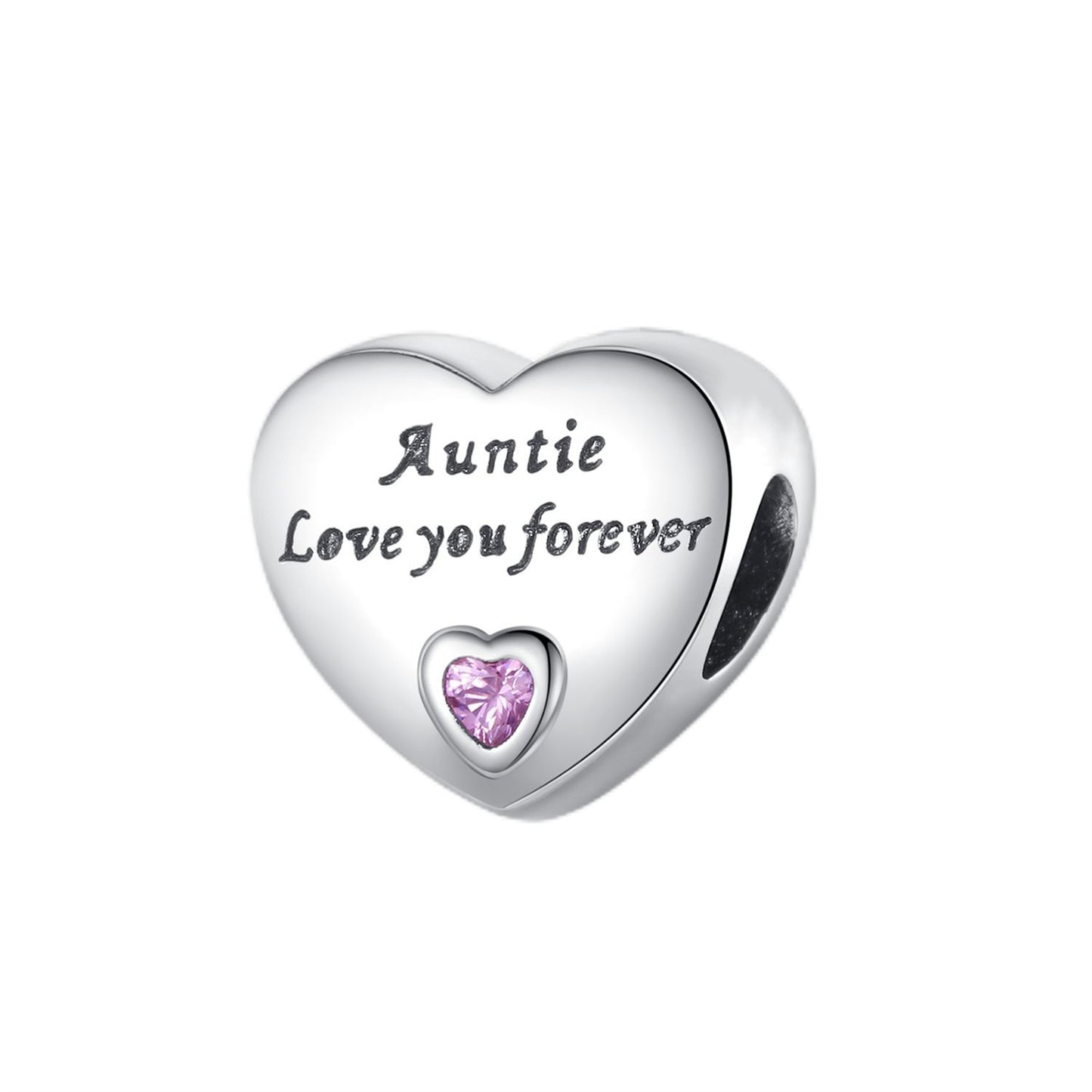 S925 Sterling Silver Family heart Beaded t Series Charm