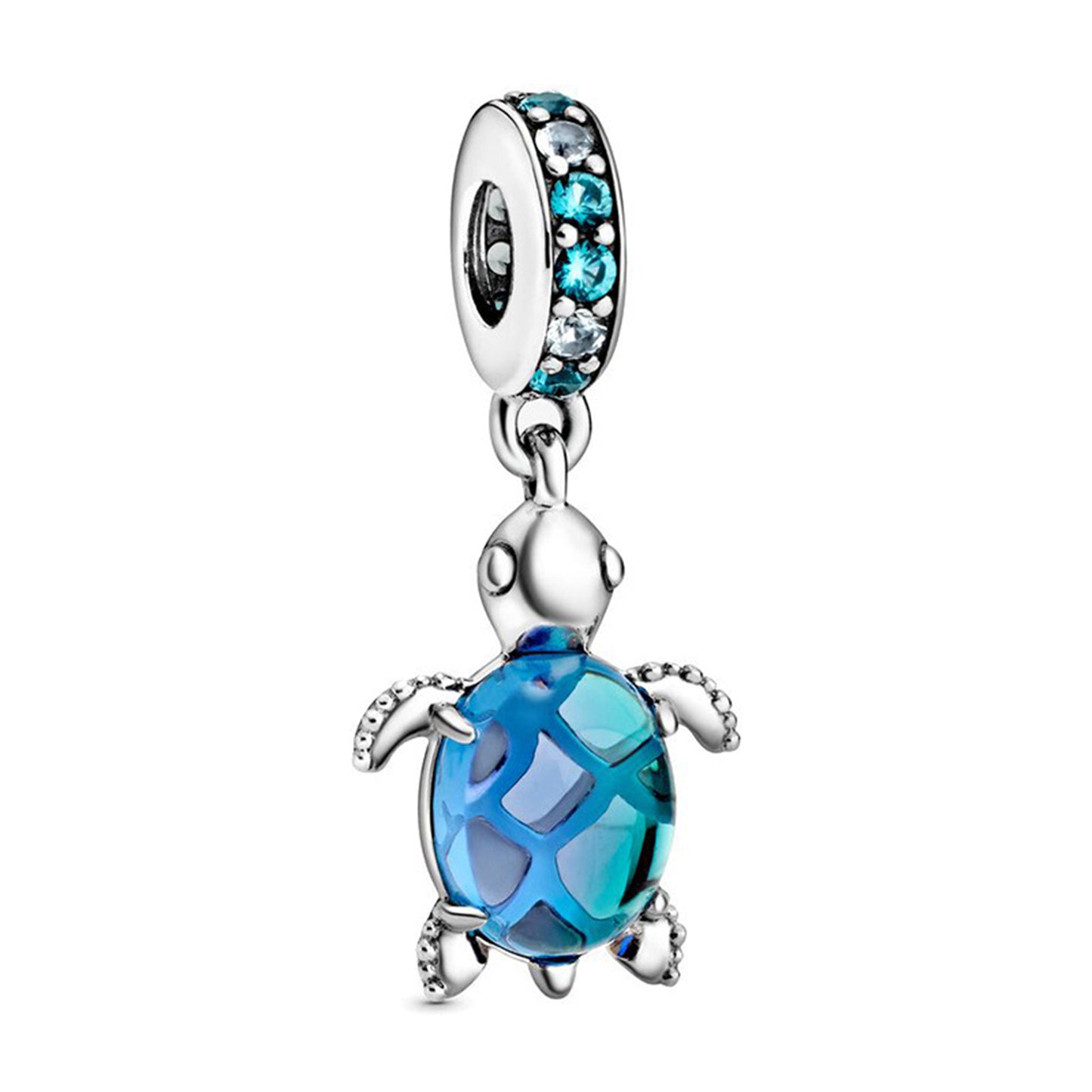 925 Sterling silver Sea World Colorful Gem Turtle Beading Series Charm