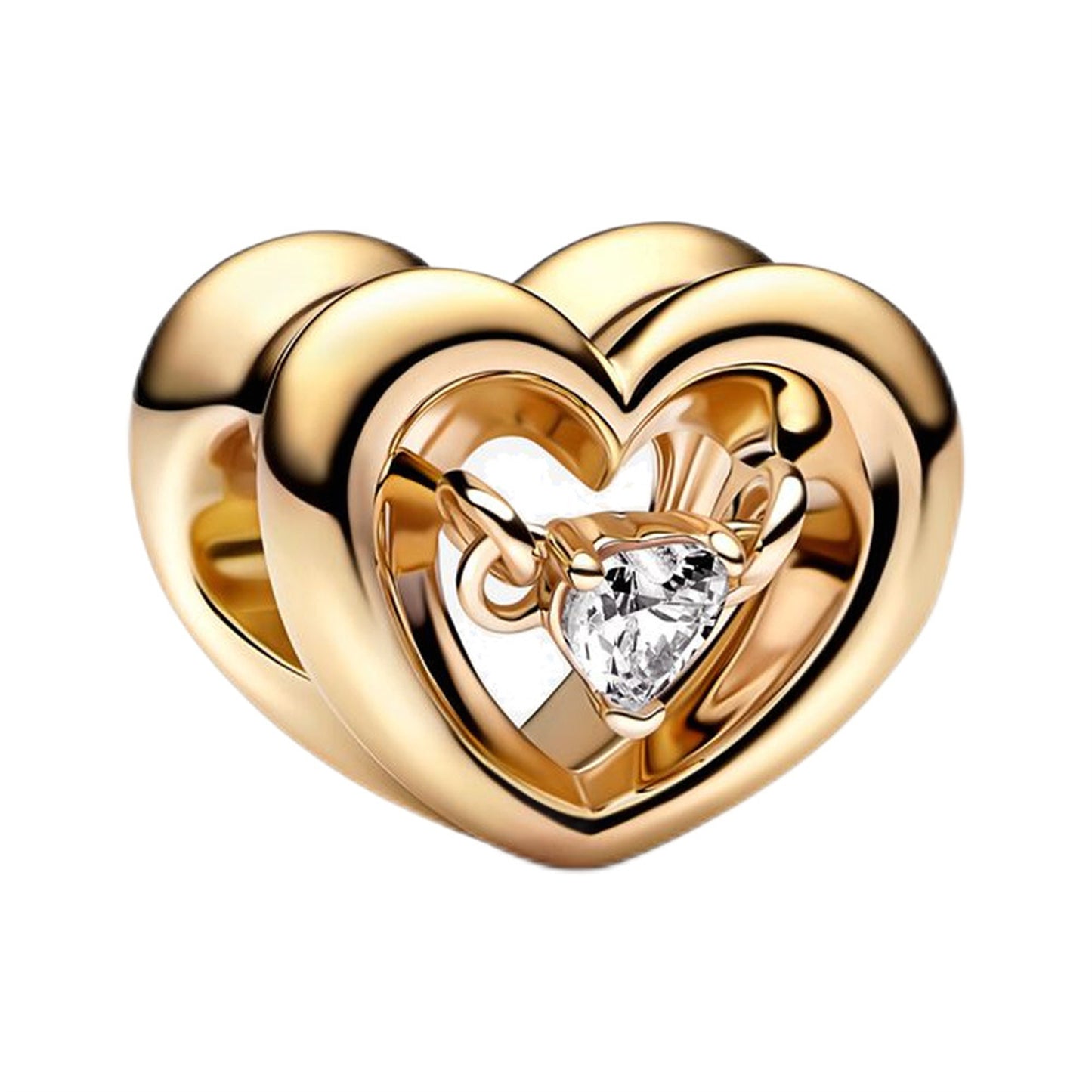 S925 Sterling Silver Shiny Heart Beaded Series Charm