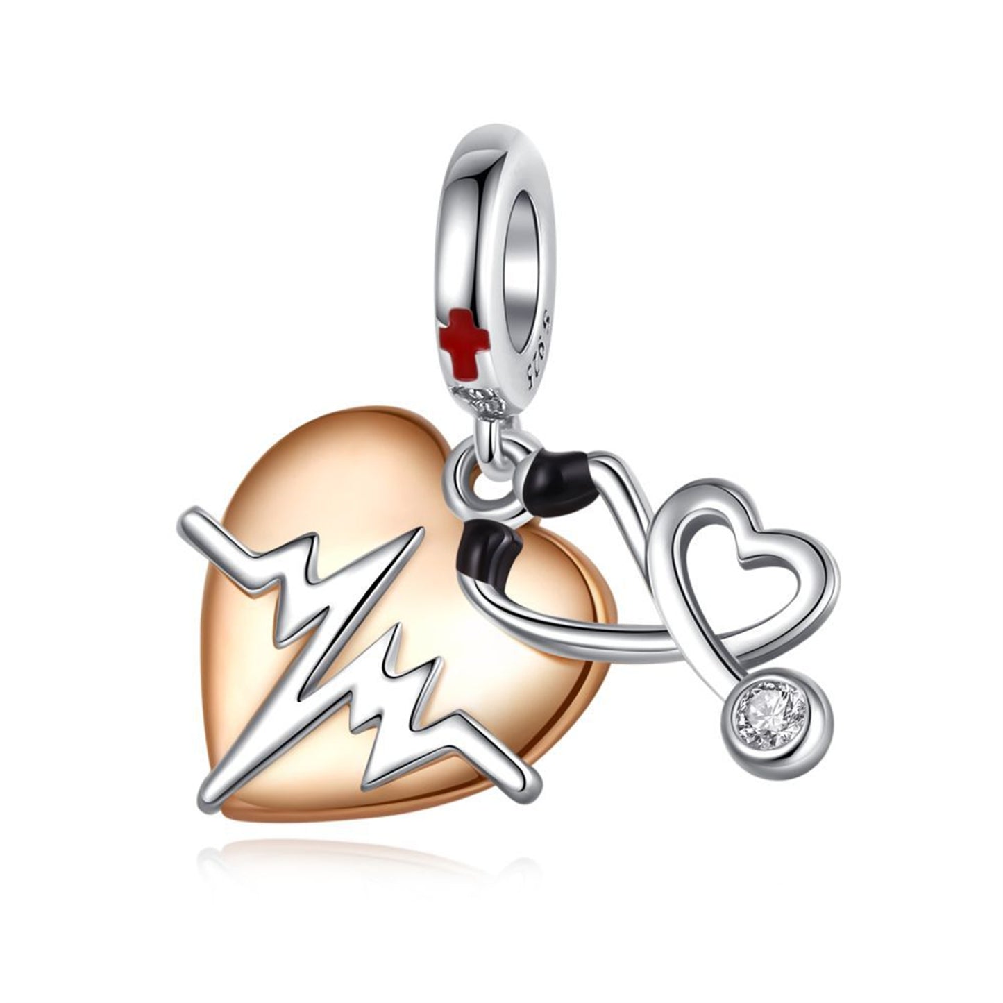 S925 Sterling Silver Health Care Characters Beading Series Charm