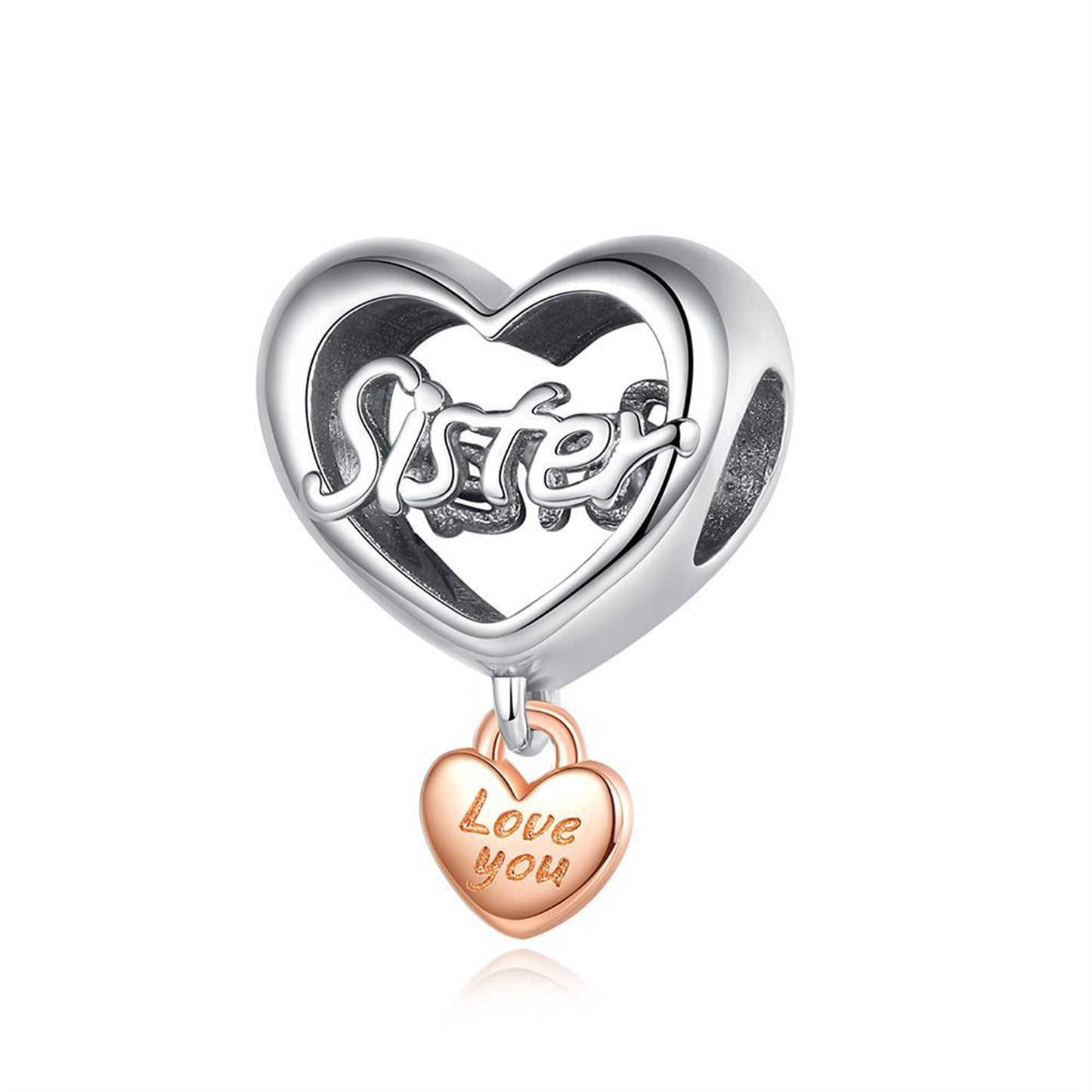 S925 Sterling Silver Beautiful Family Heart Beaded Series Charm