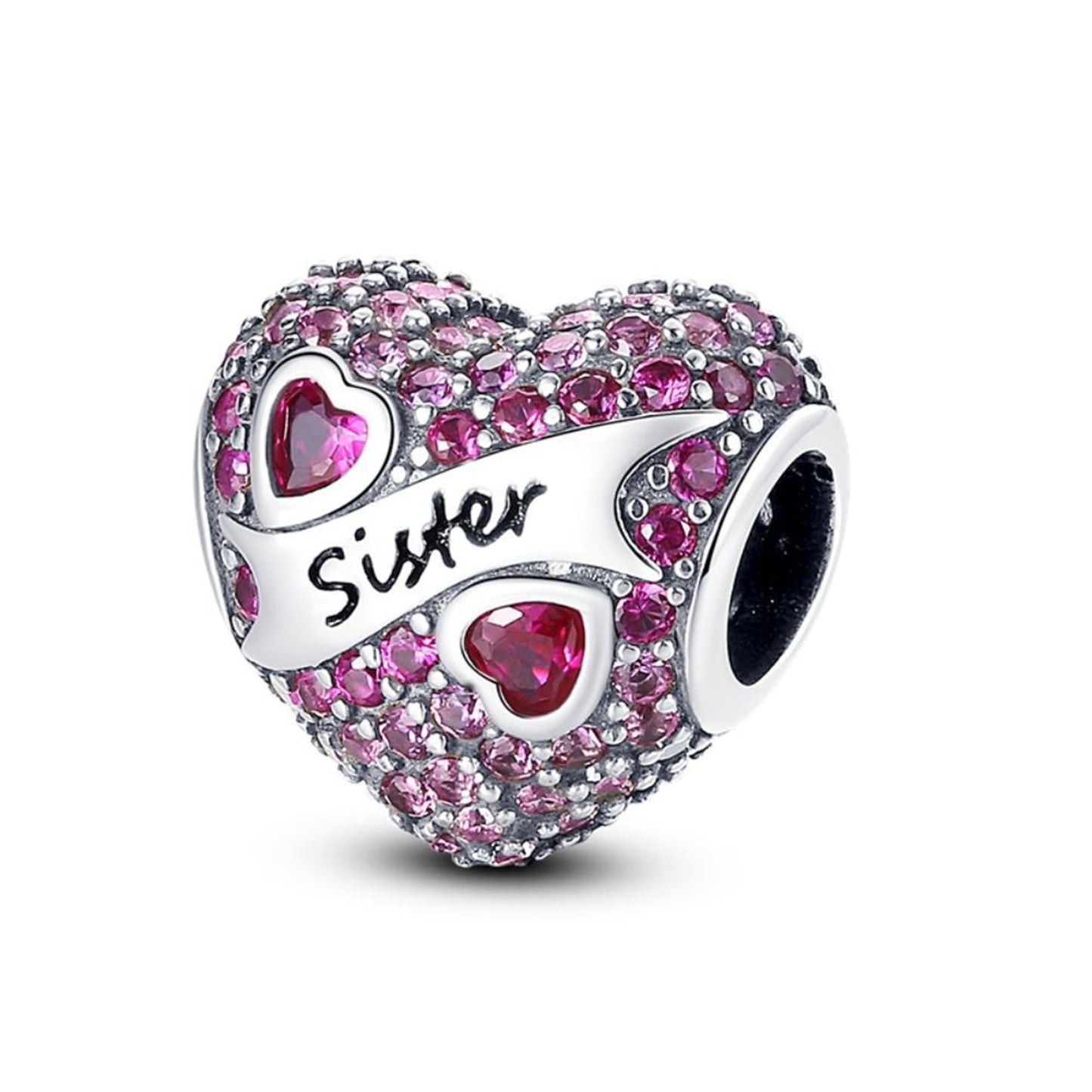 S925 Sterling Silver Exquisite Heart Beaded Series Charm