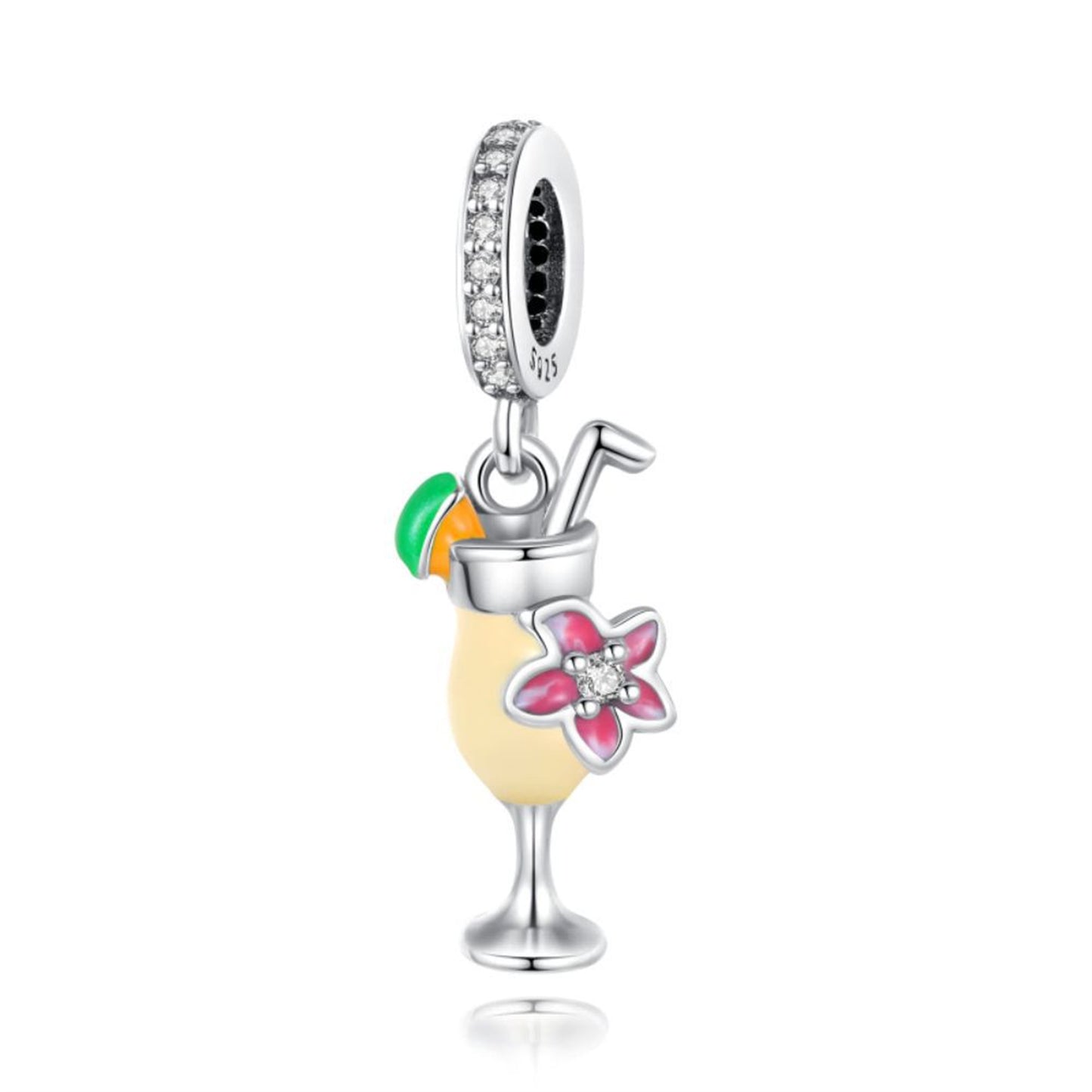 925 Sterling Silver Gourd Rainbow Milk Tea Cup Pendant Series Charm