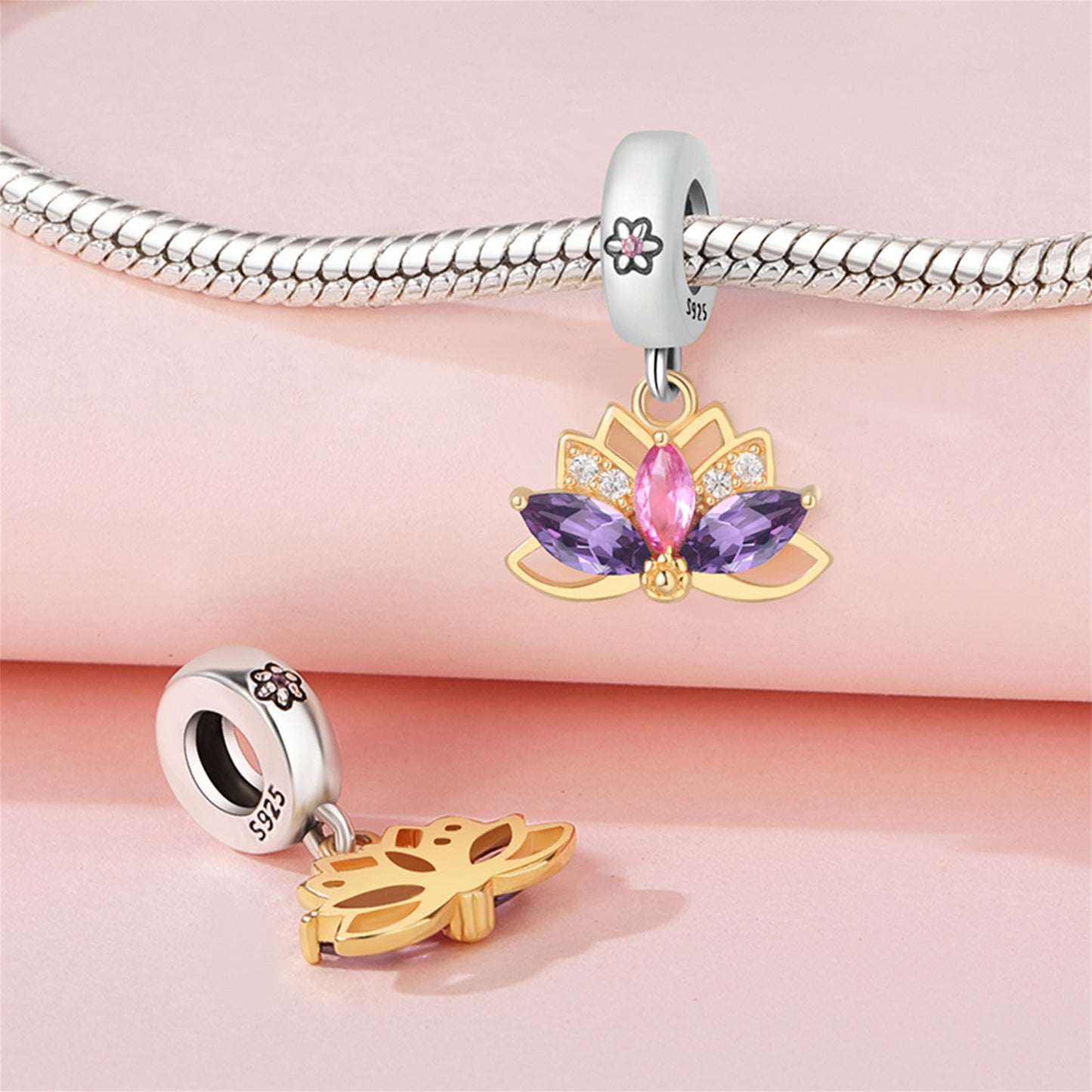 925 Sterling Silver Exquisite Flowers Tulip Pendant Series Charm