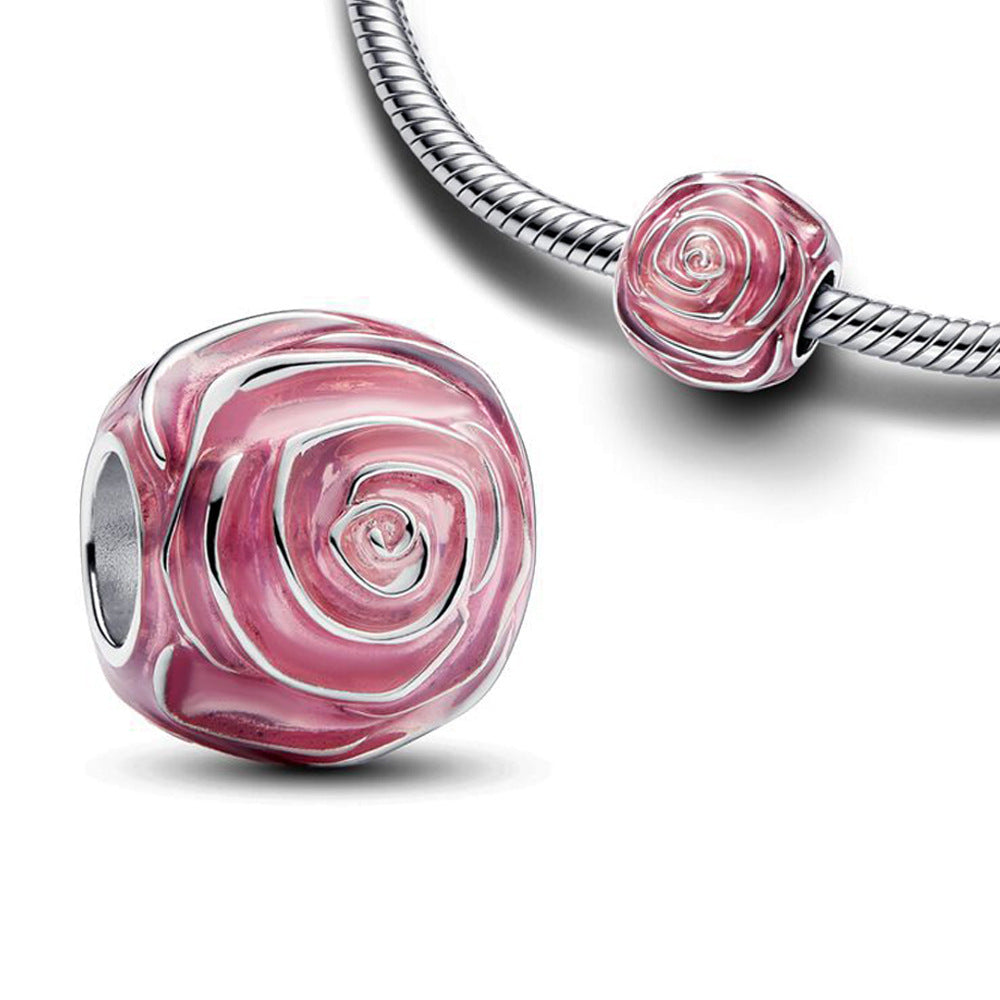 S925 Sterling Silver Spring rose beaded Charm