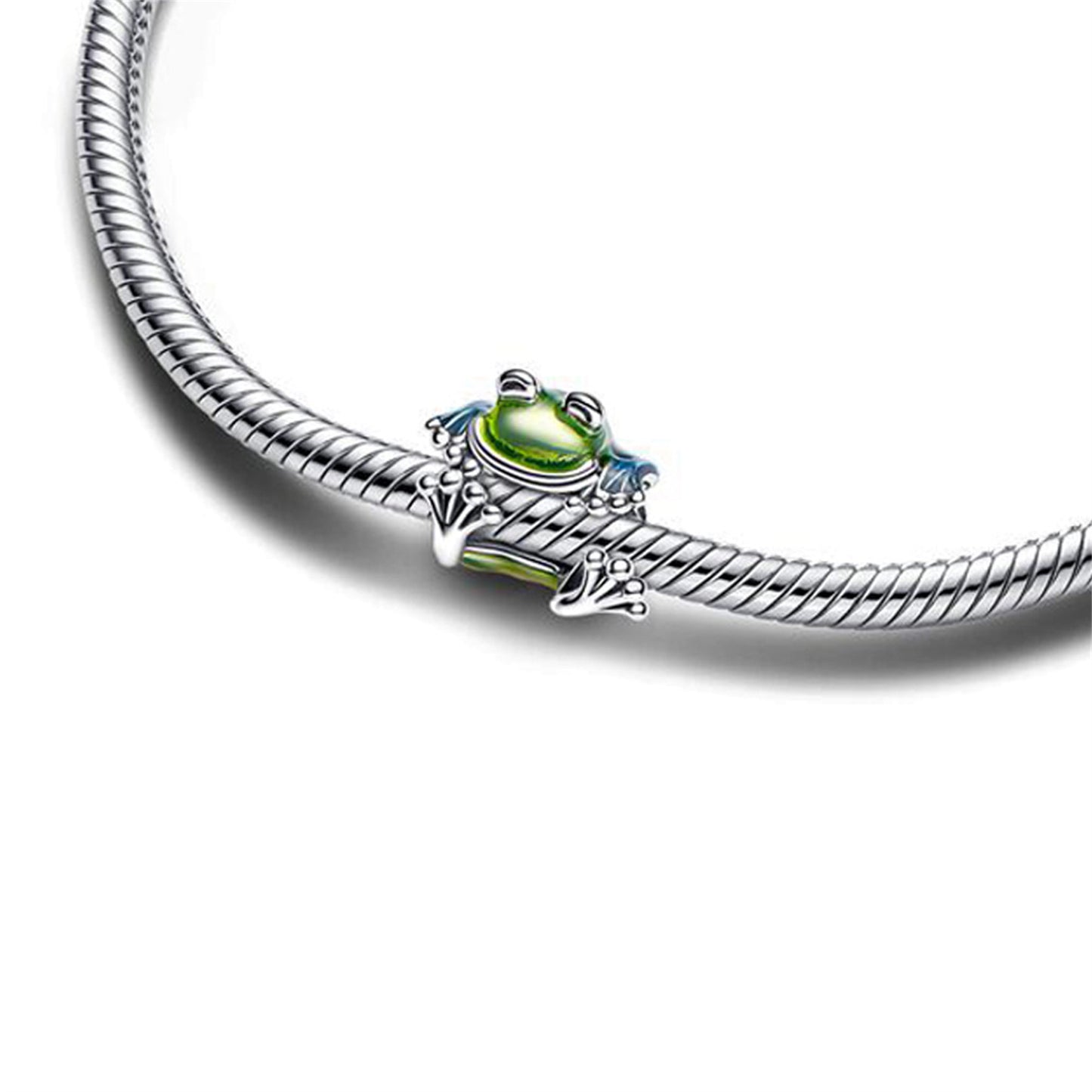 925 Sterling silver Green frog and leaf Beading Series Charm