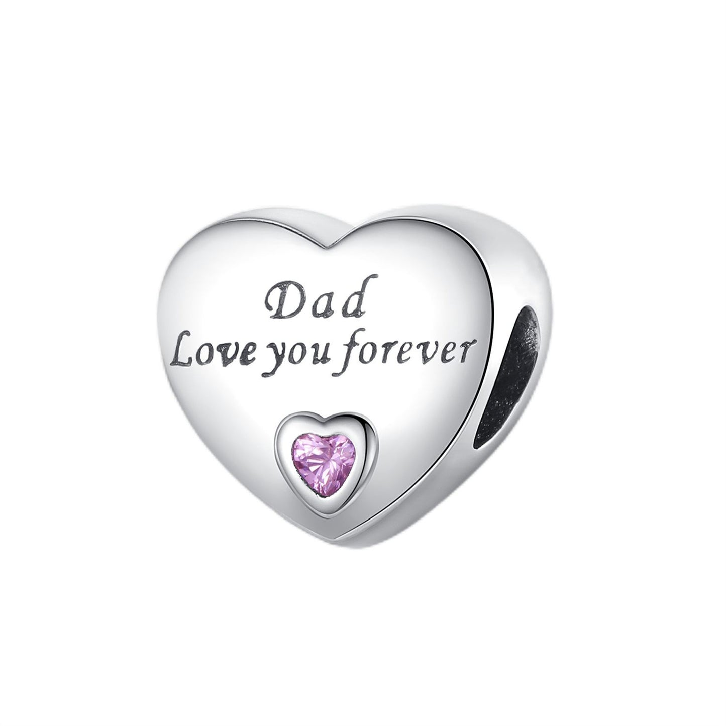 S925 Sterling Silver Family heart Beaded t Series Charm