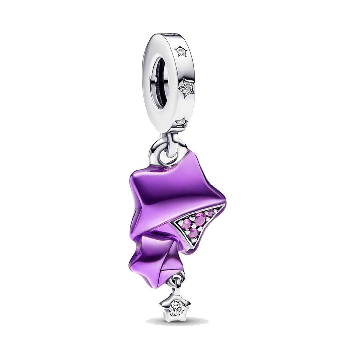 S925 Sterling Silver Purple Five-Pointed Star Pendant Series Charm