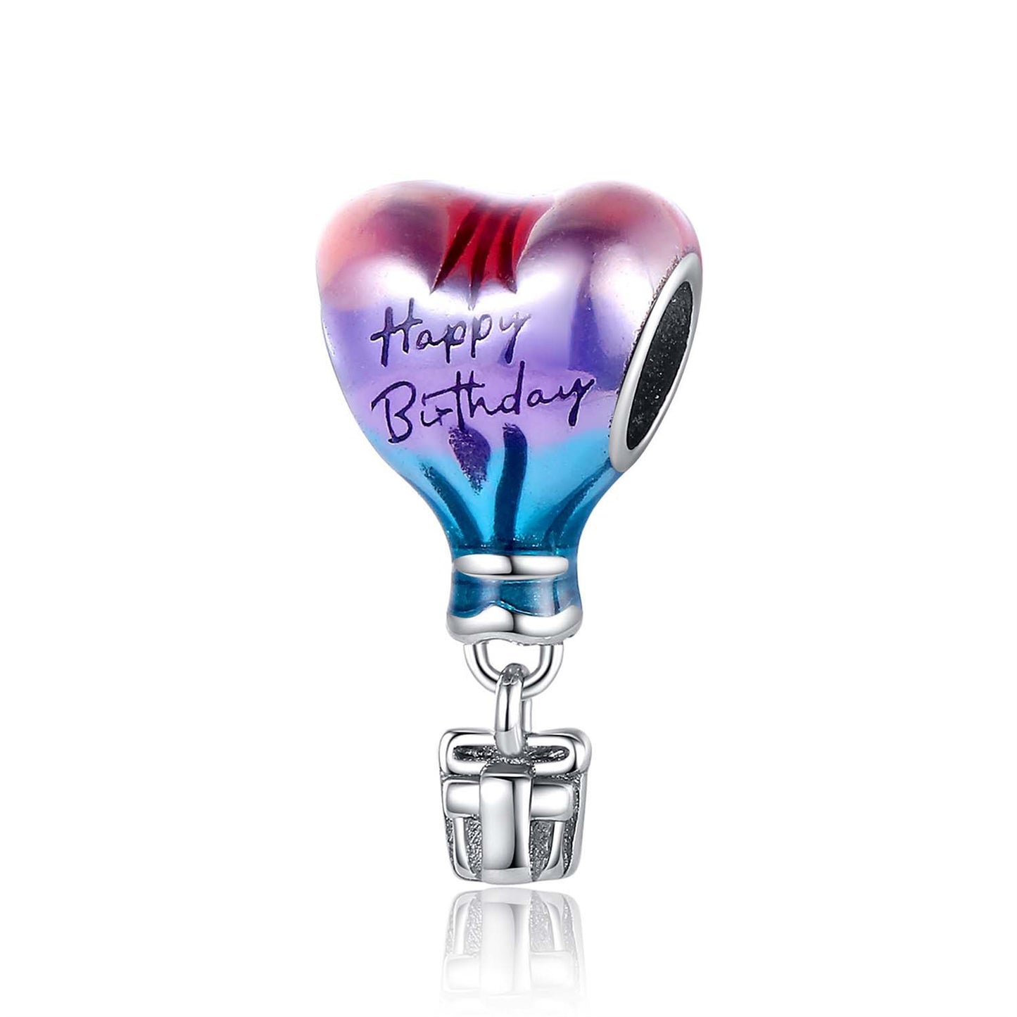 S925 Sterling Silver Hot air Balloon House Beaded Series Charm