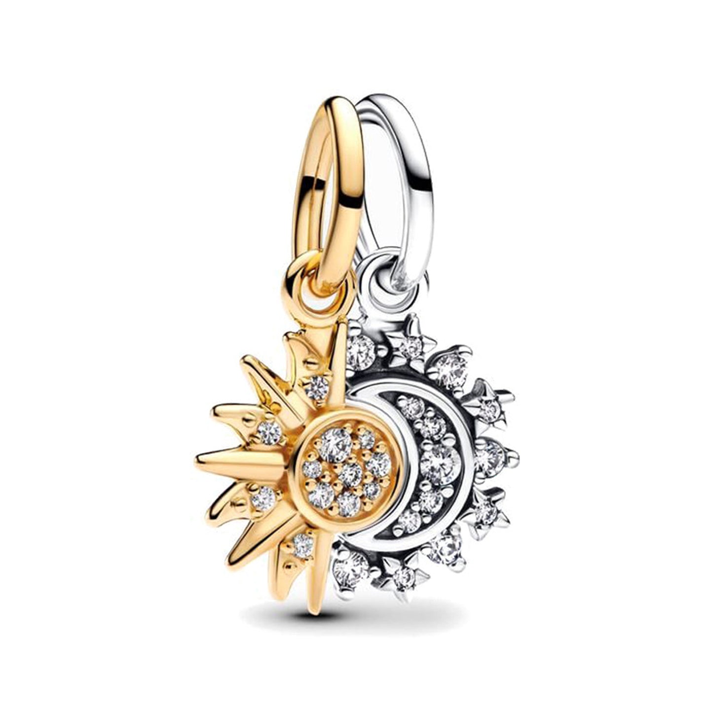 925 Sterling silver Lucky Star Snow Sun Moon Double Pendant Series Charm