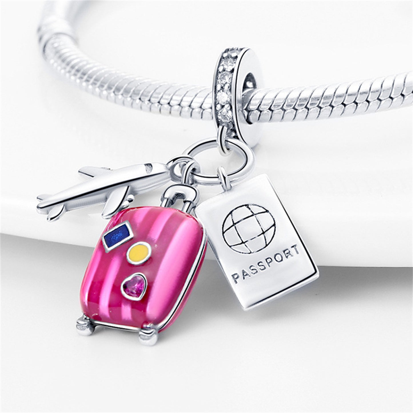 925 Sterling Silver Camera luggage Pendant Series Charm