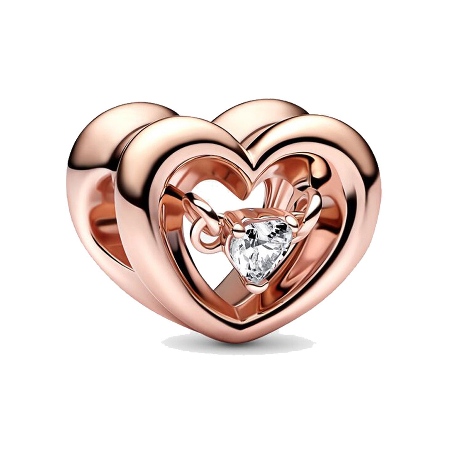 S925 Sterling Silver Shiny Heart Beaded Series Charm