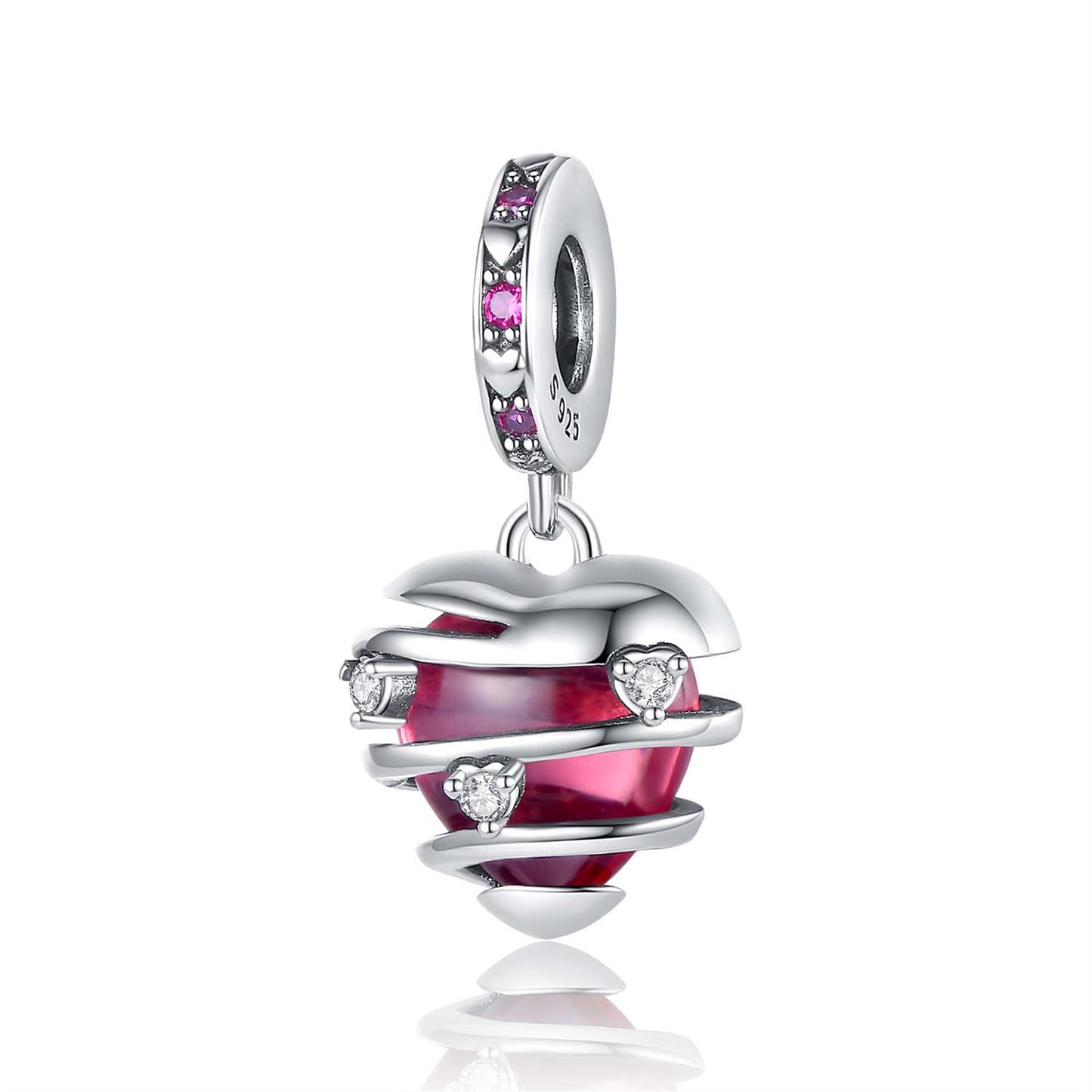 S925 Sterling Silver Heart Angel Wings Pendant Series Charm