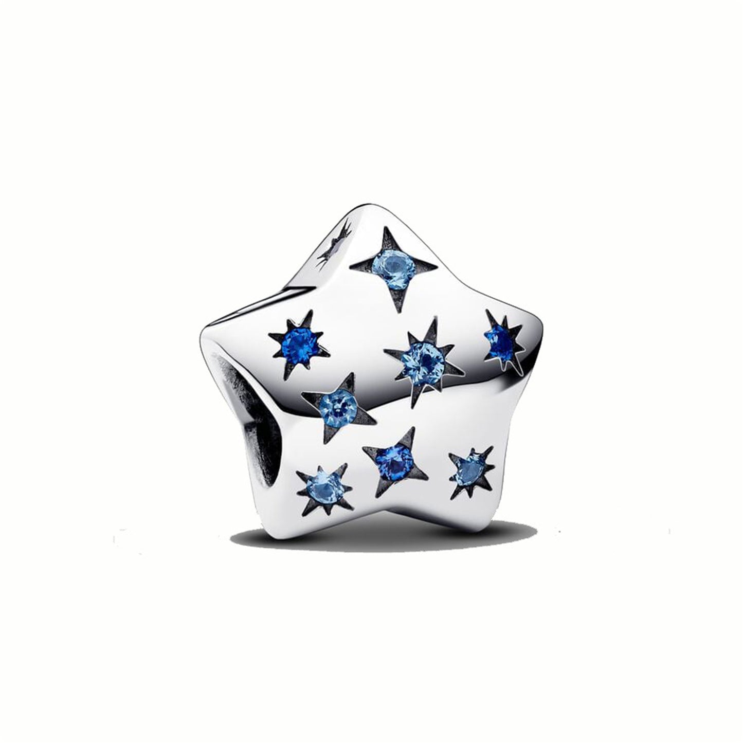 S925 Sterling Silver Five-Pointed Star Star Beaded Series Charm