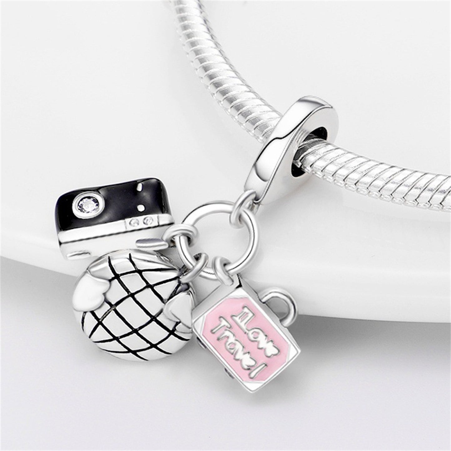 925 Sterling Silver Camera luggage Pendant Series Charm