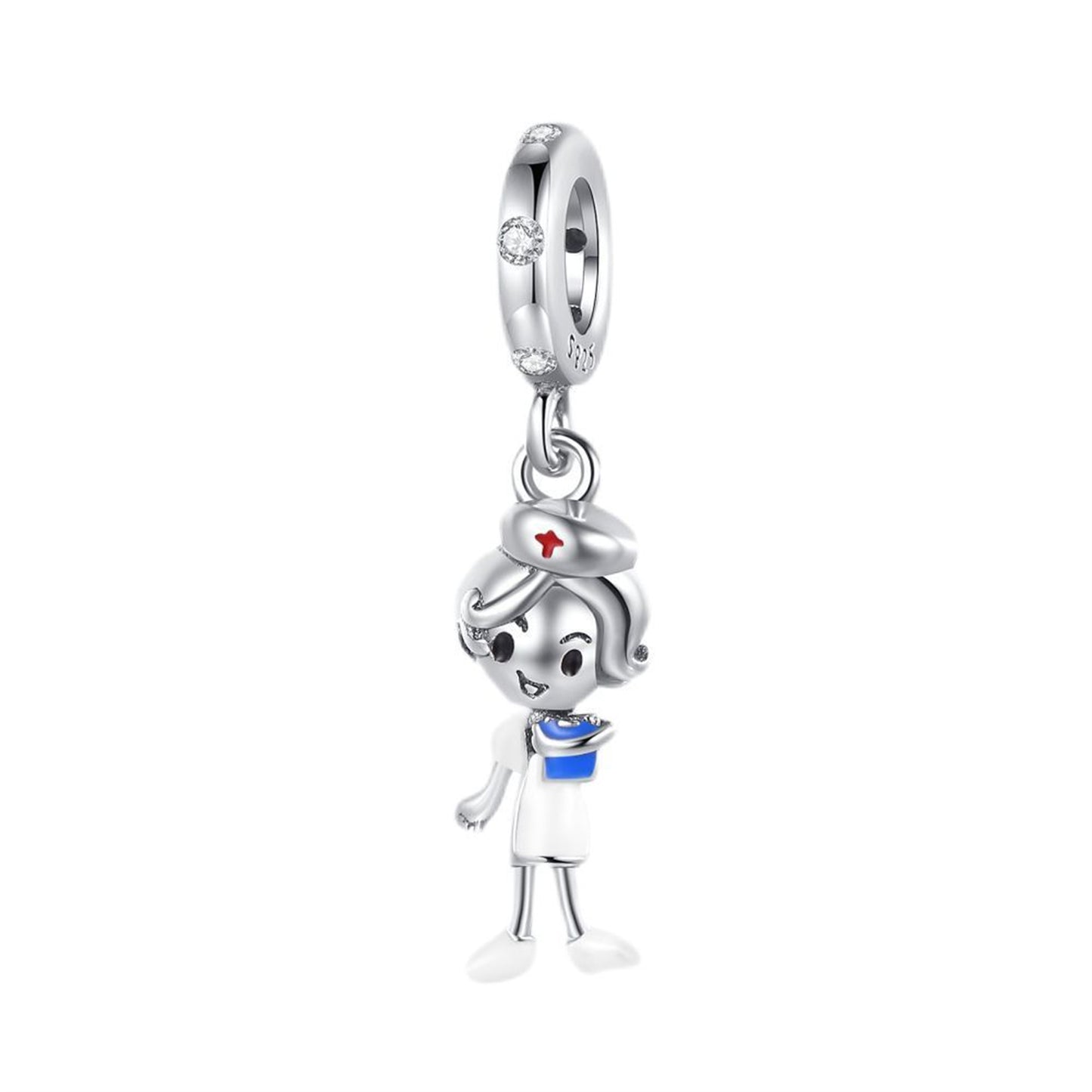 S925 Sterling Silver Health Care Characters Beading Series Charm