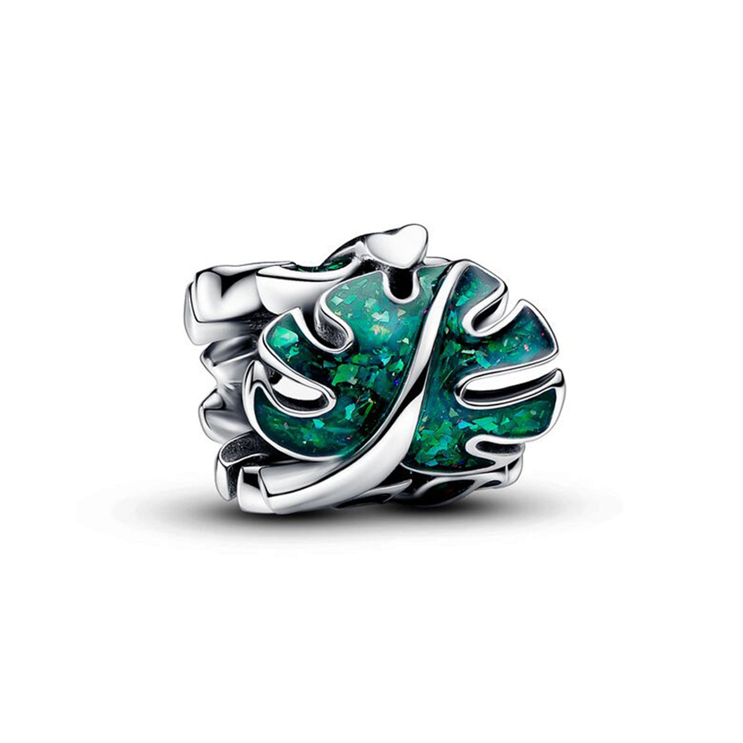 925 Sterling silver Green frog and leaf Beading Series Charm