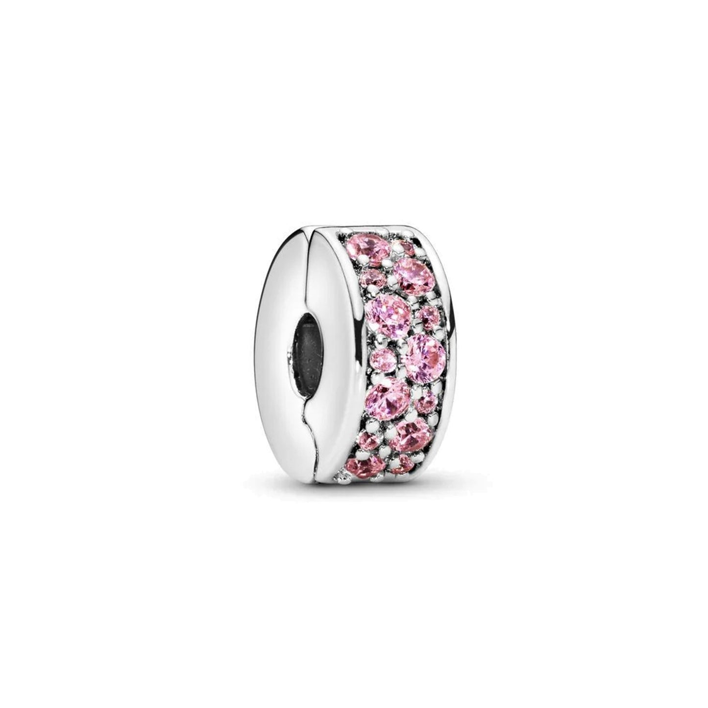 925 Sterling silver Rose Gold Zircon Fixed Clip Beaded Series Charm