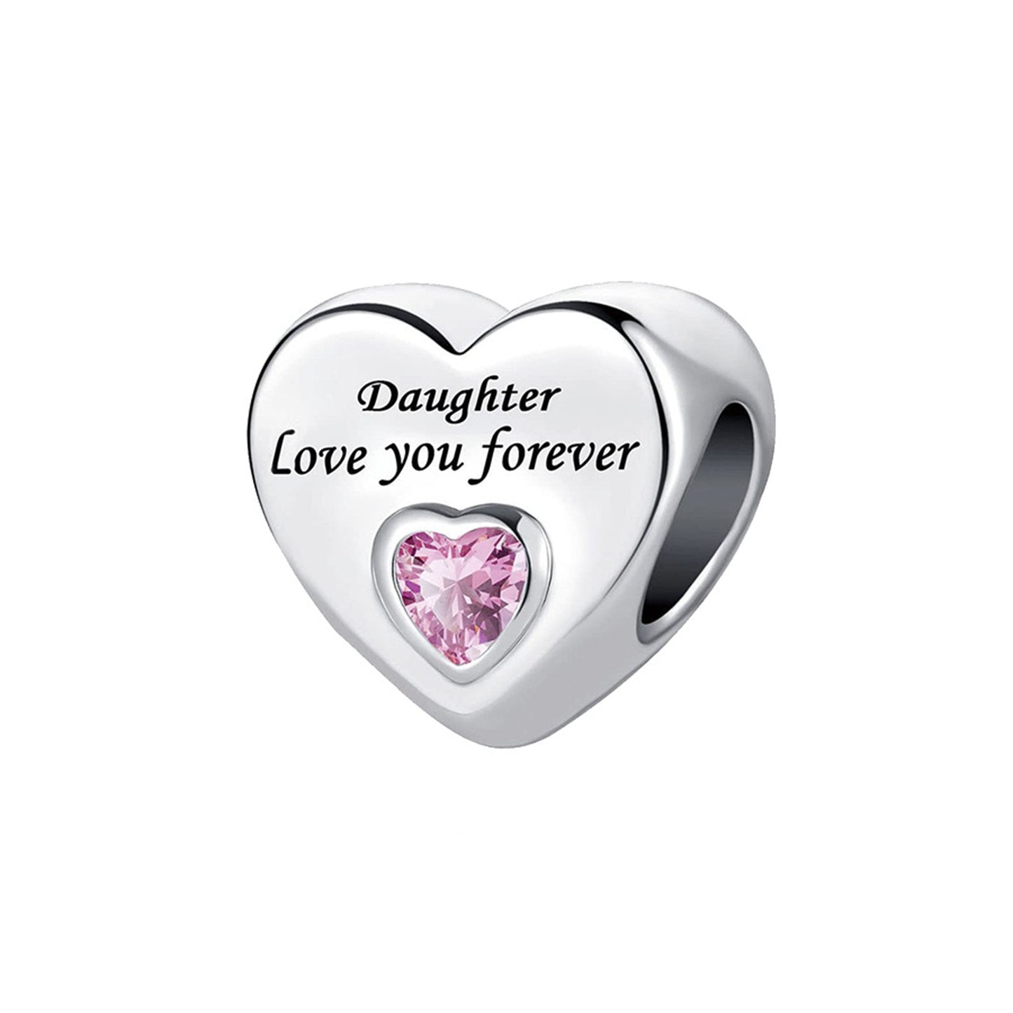 S925 Sterling Silver Family heart Beaded t Series Charm