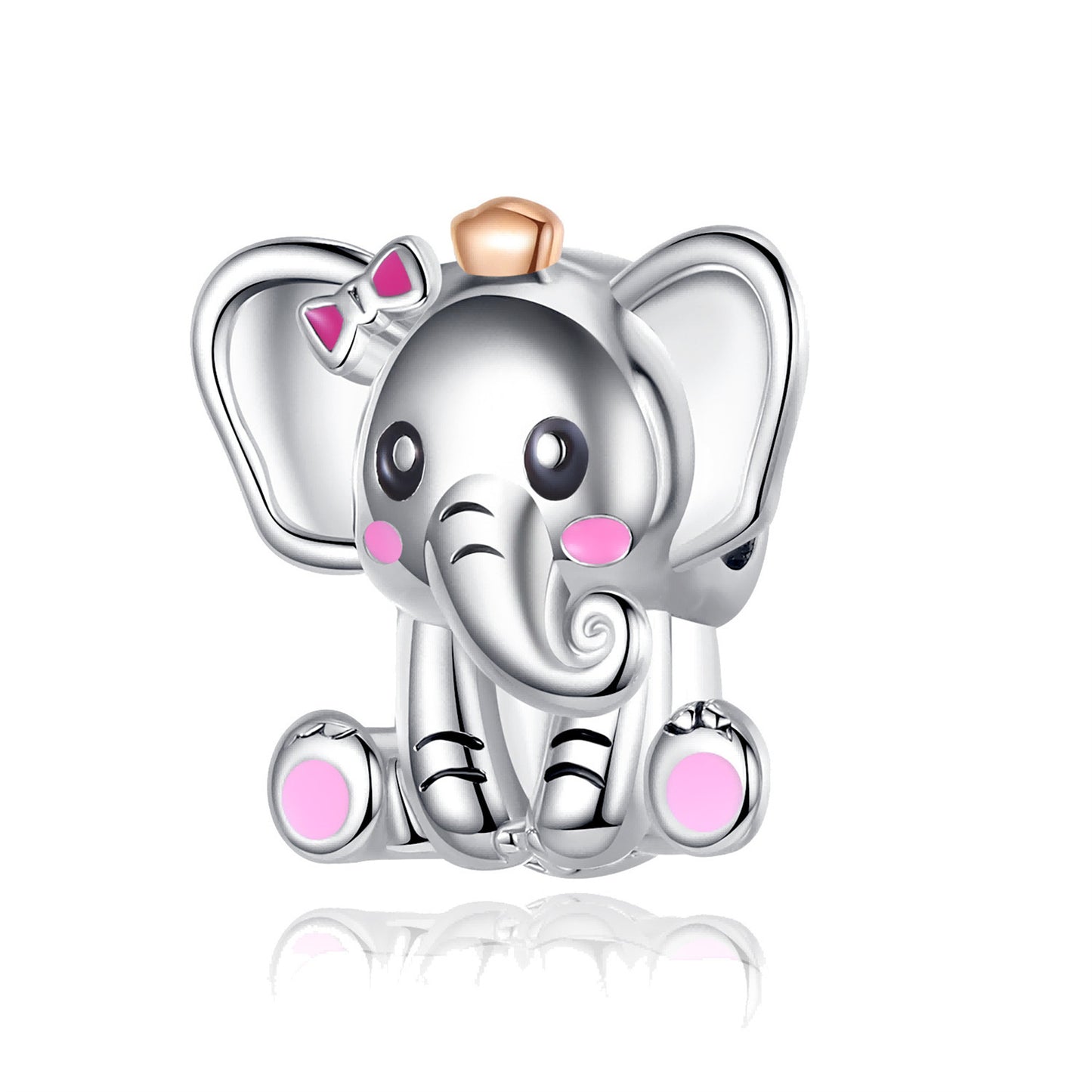 925 Sterling silver Animal Baby Elephant Polar Bear Beading Series Charm