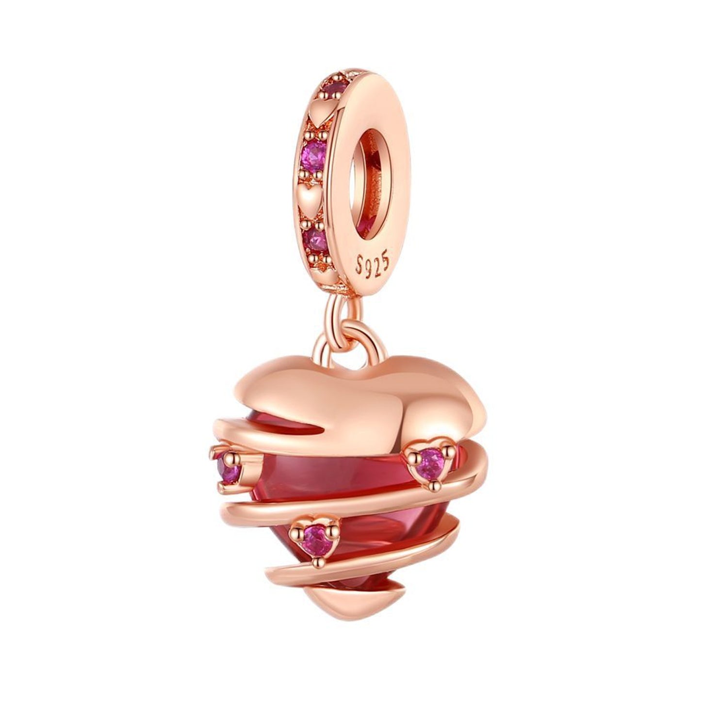 S925 Sterling Silver Rose Gold Love Pendant Series Charm