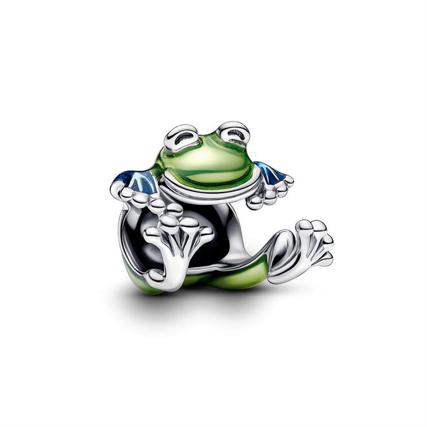925 Sterling silver Green frog and leaf Beading Series Charm