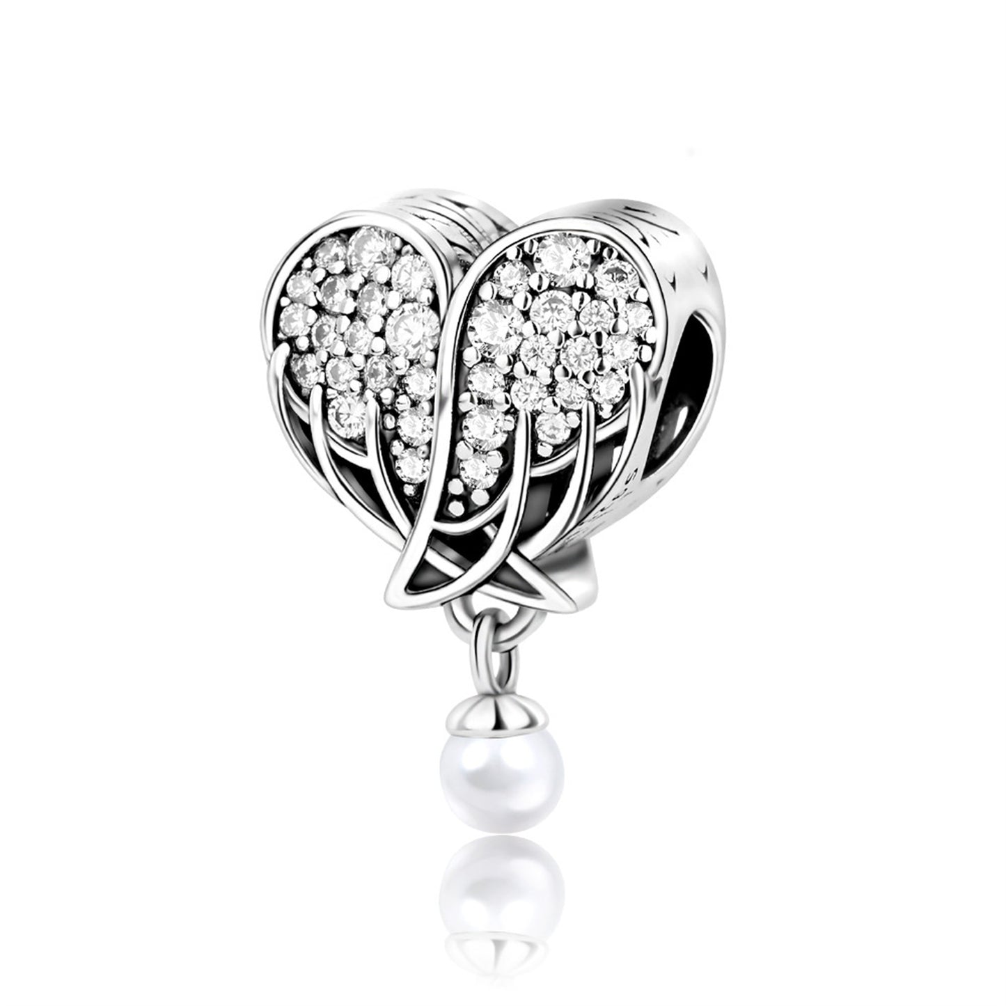 S925 Sterling Silver Wing Heart Pendant Series Charm