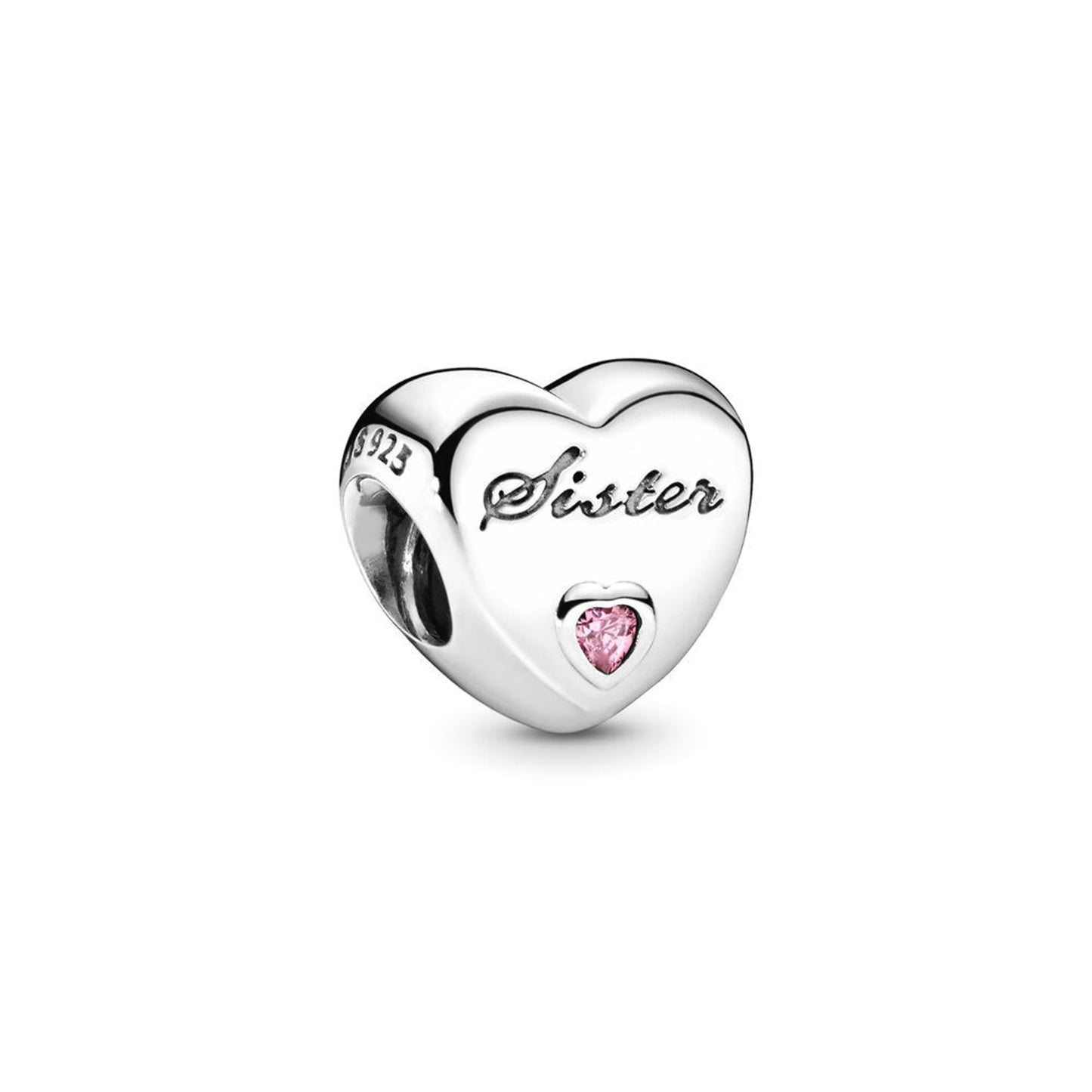 925 Sterling silver Family mother daughter express love engraved Heart Beading Series Charm