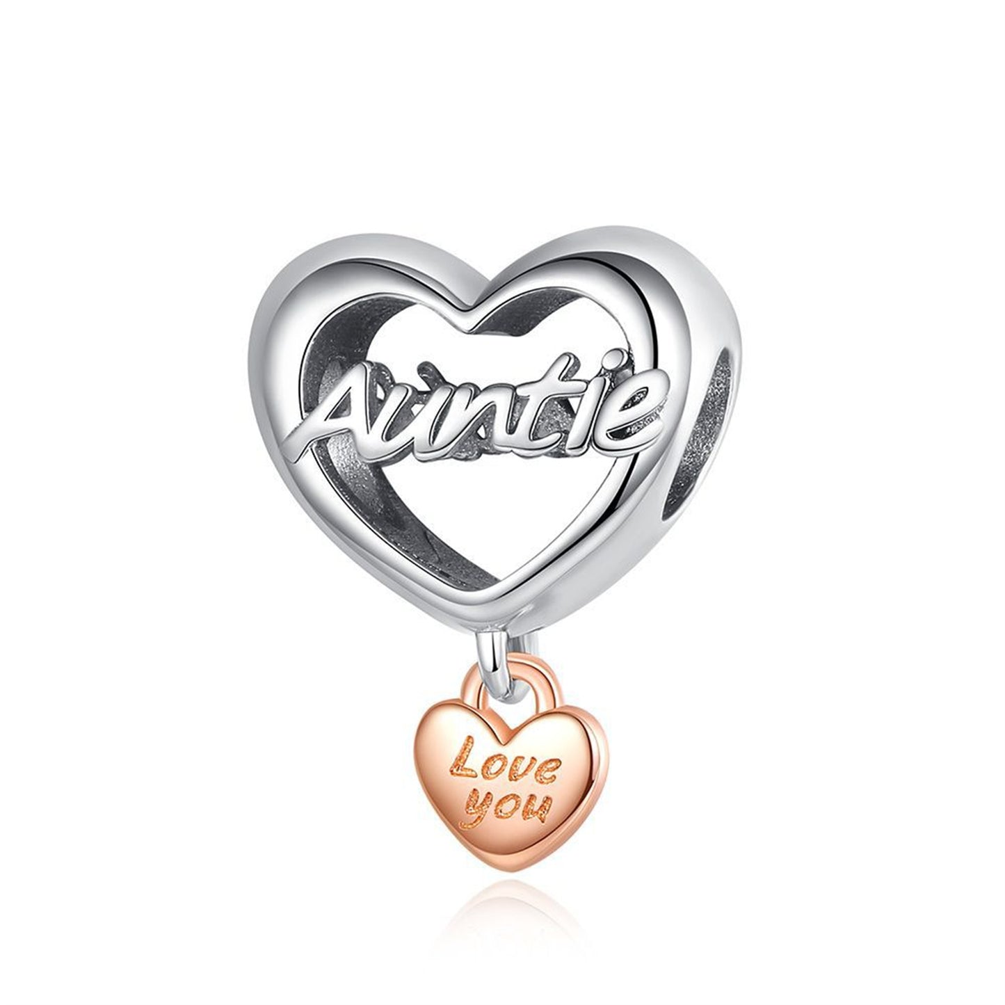 S925 Sterling Silver Beautiful Family Heart Beaded Series Charm
