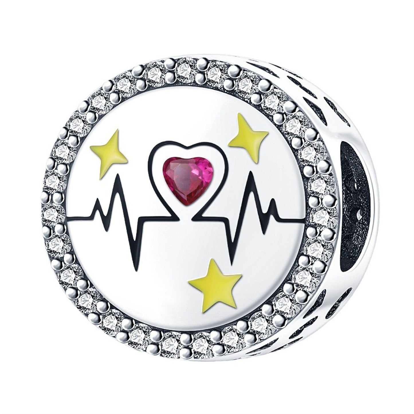 925 Sterling Silver Lucky Pink Heart Pendant Series Charm