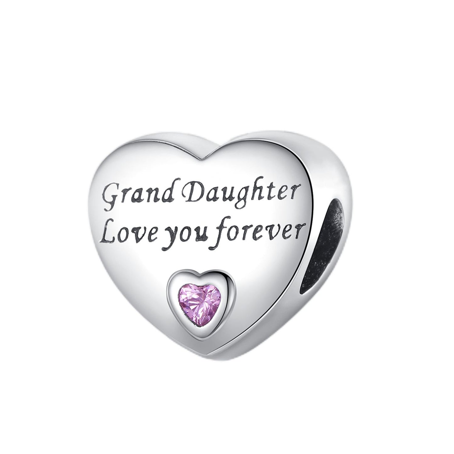 S925 Sterling Silver Family heart Beaded t Series Charm