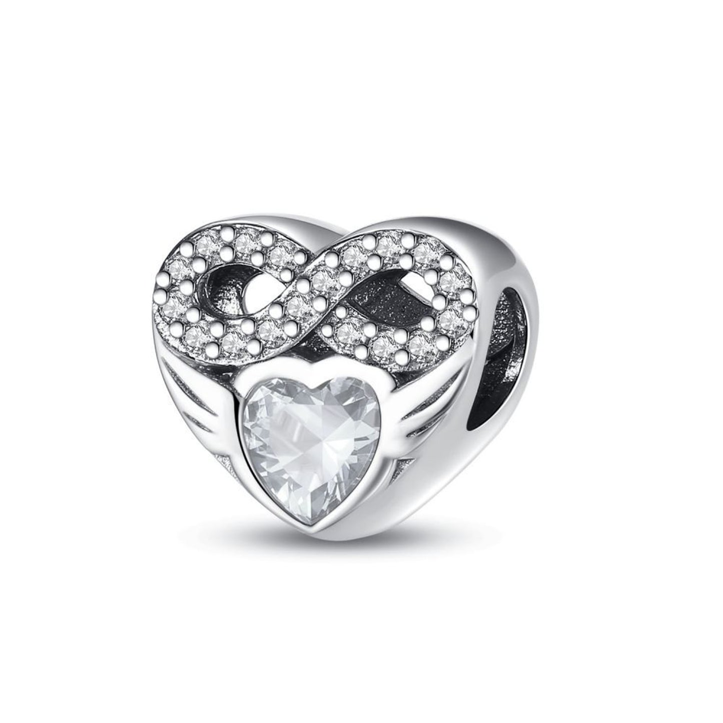 S925 Sterling Silver Love Lucky Stone Beaded Series Charm